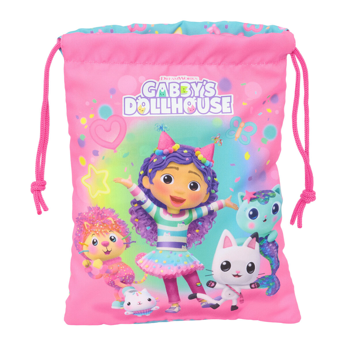 Mellanmålsväska Gabby's Dollhouse Confetti Rosa Turkos
