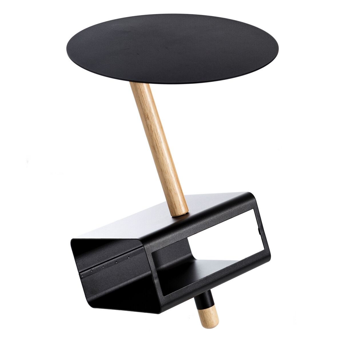 Sidobord 36 x 36 x 48,6 cm Naturell Svart Metall Trä - 6