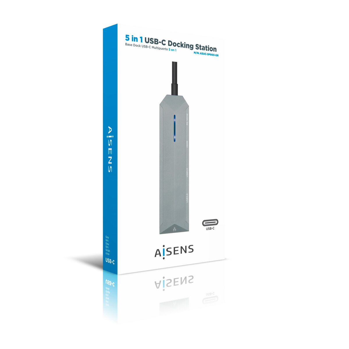 USB-HUB Aisens ASUC-5P003-GR Grå 100 W (1 antal) - 5