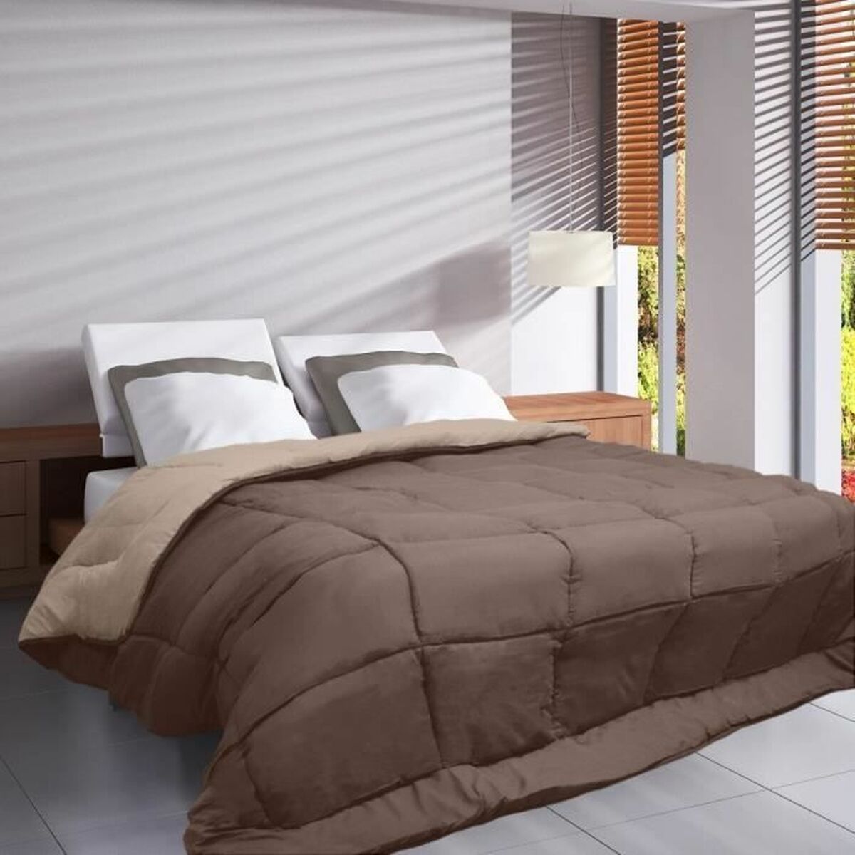 Täcke Poyet  Motte Hudson Beige-brun (taupe) linne 200 g/m² 220 x 240 cm - 2