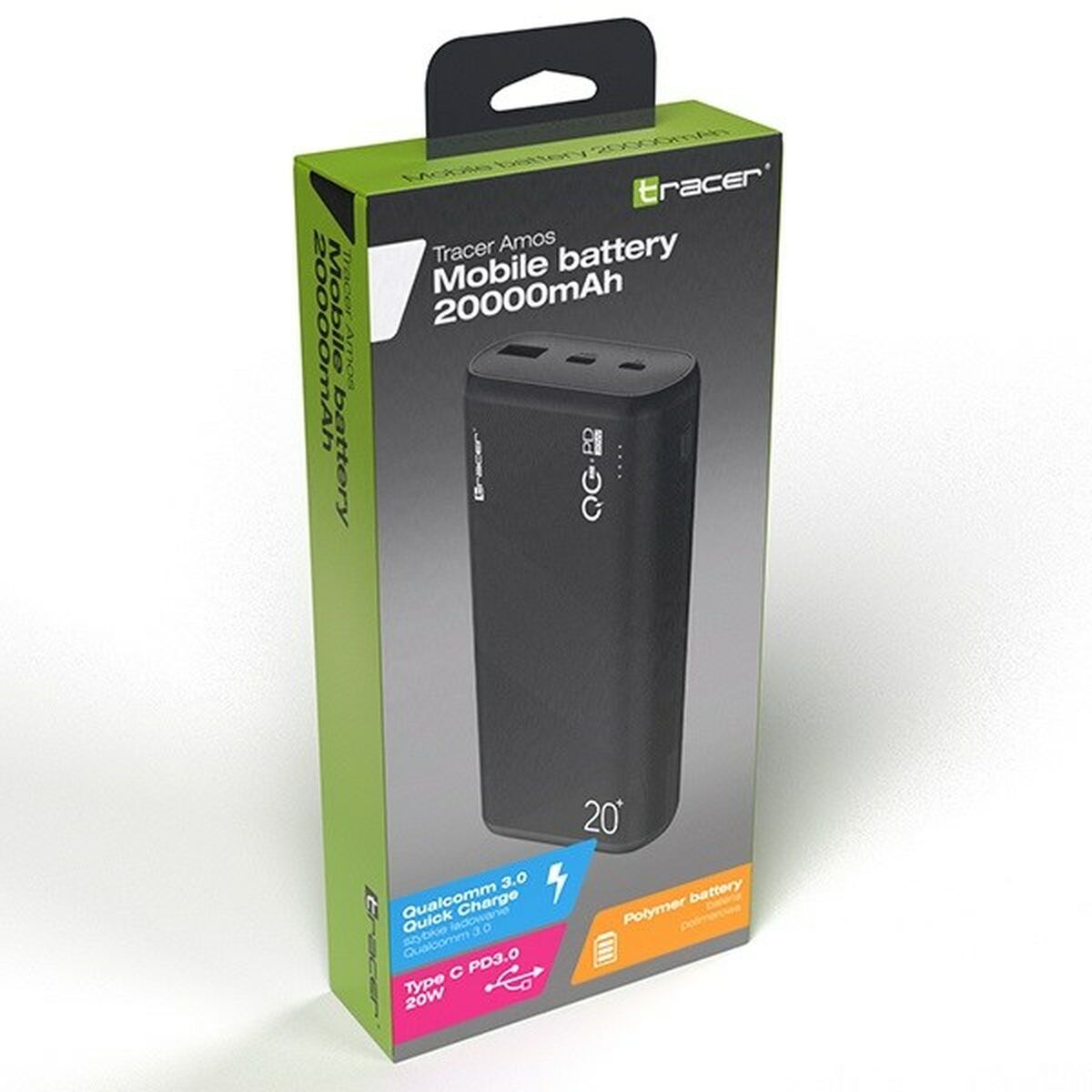 Power Bank Tracer AMOS Svart 20000 mAh - 6