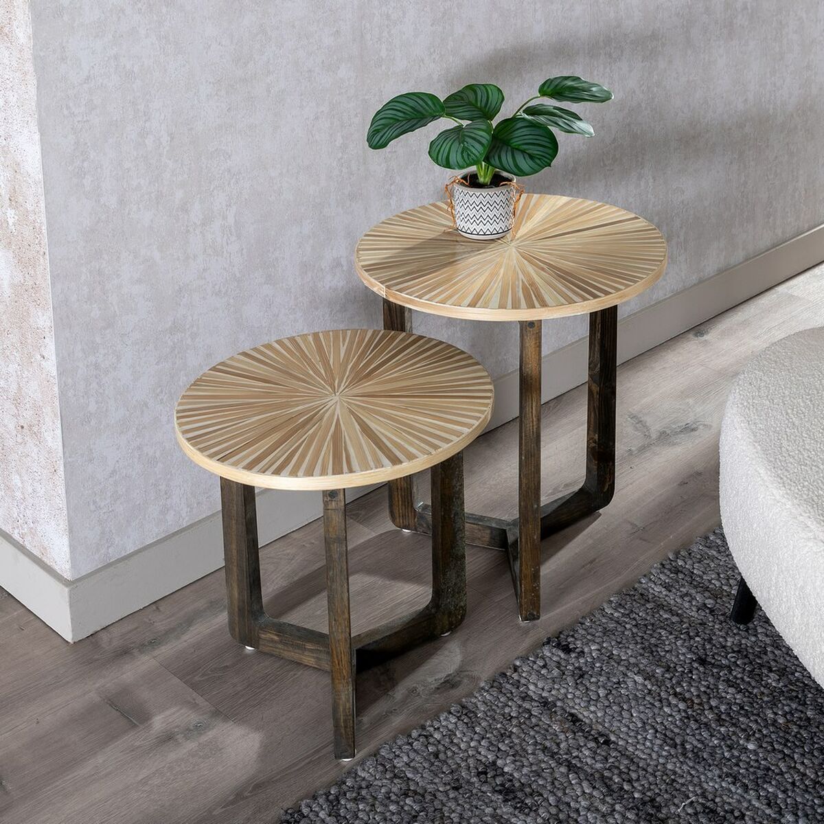 Sidobord Beige Bambu 40 x 40 x 45 cm Trä MDF - 2