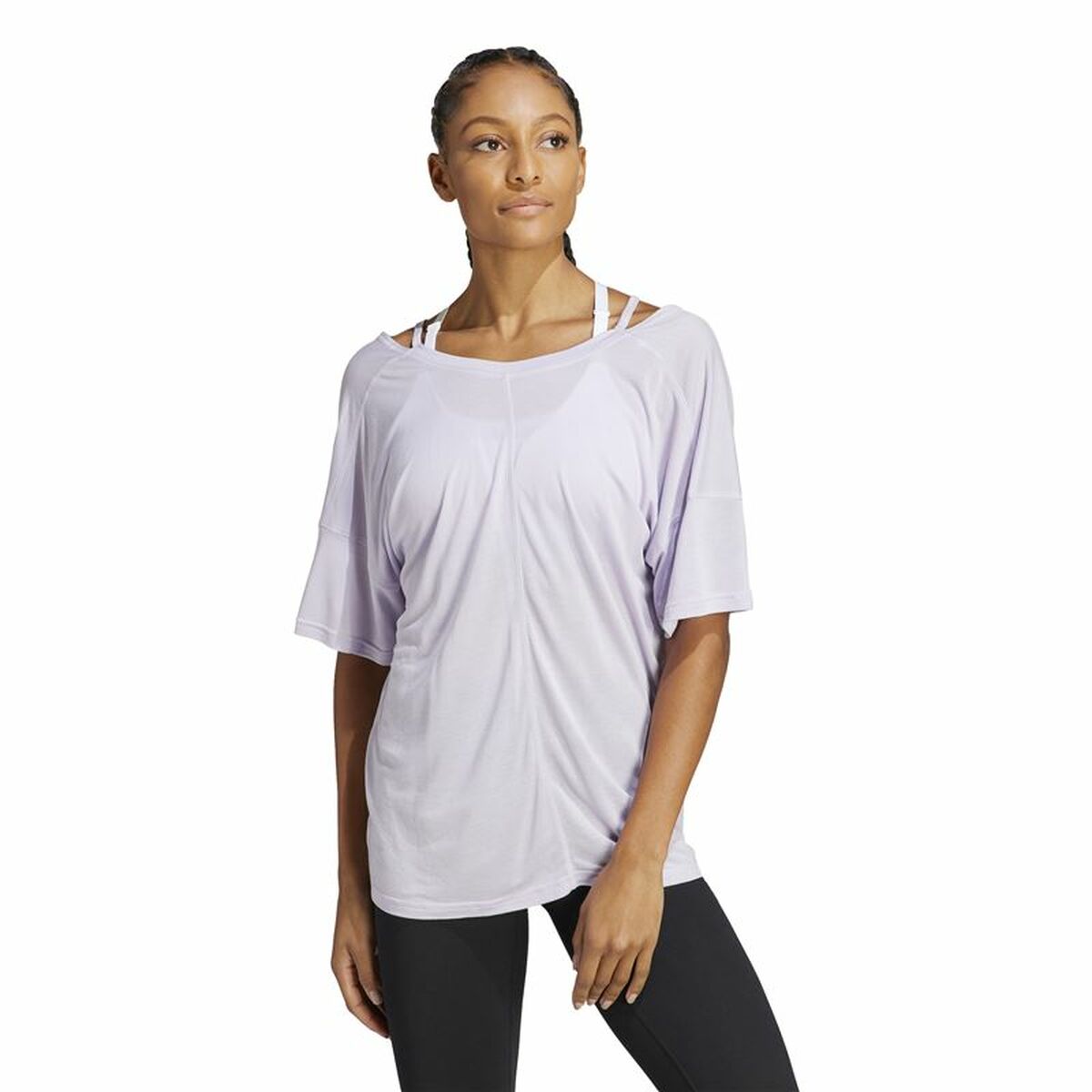 T-shirt med kortärm Dam Adidas Studio Oversized Lila - 2