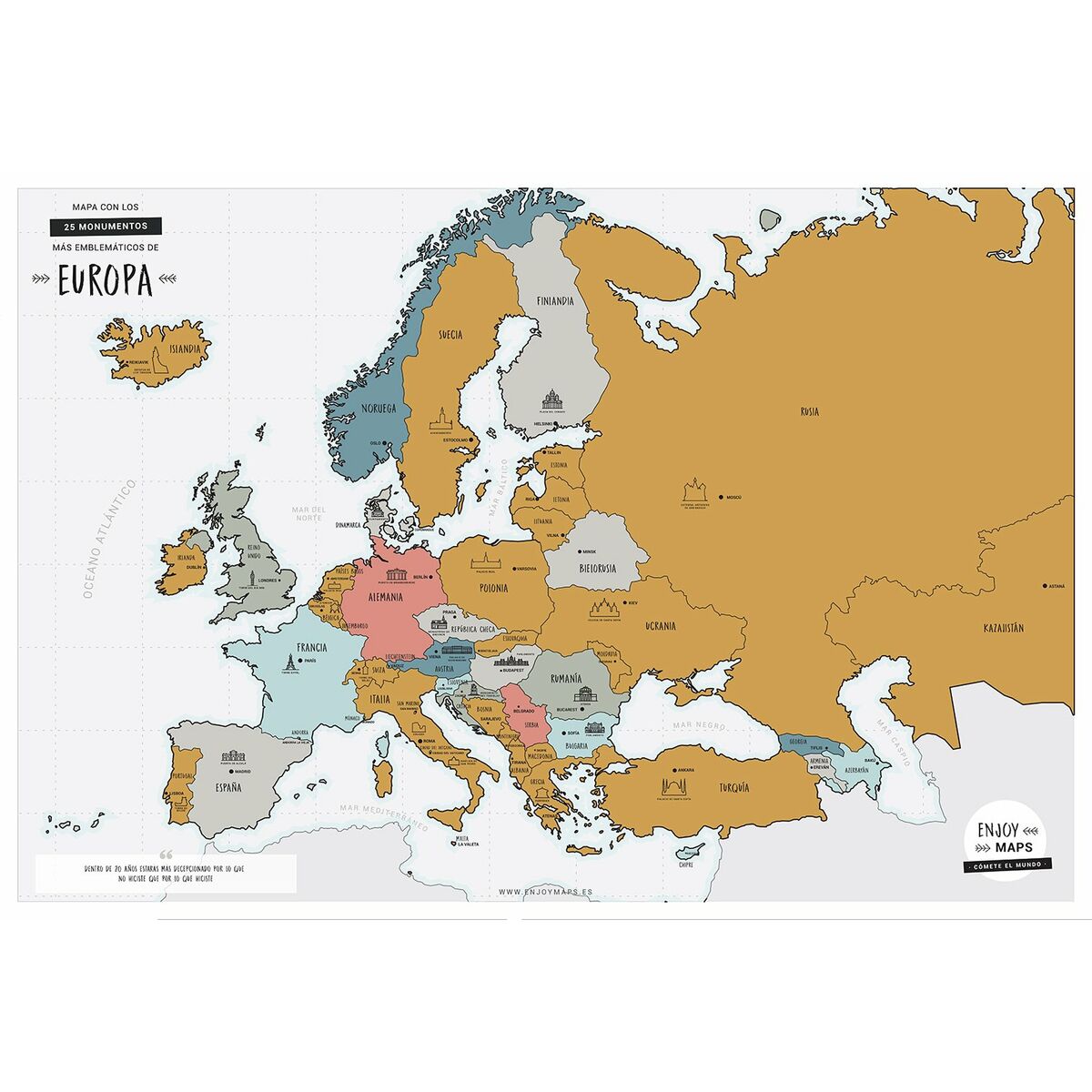 Världskarta Europe 65 x 45 cm - 3