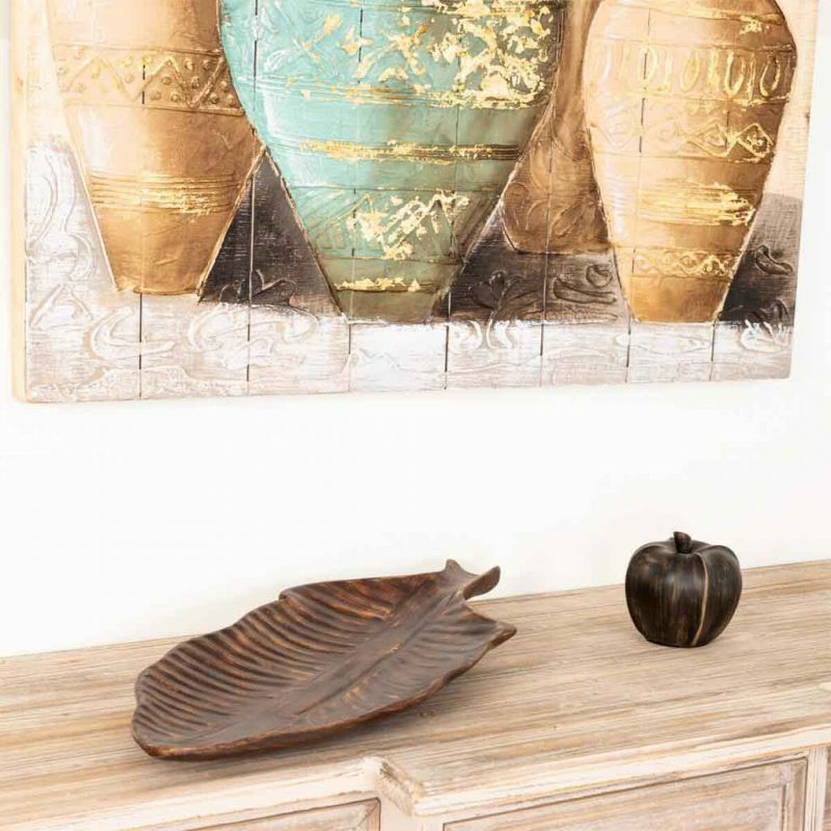 Bordsdekoration Alexandra House Living Brun Polyresin 23 x 4 x 54 cm Blad - 2