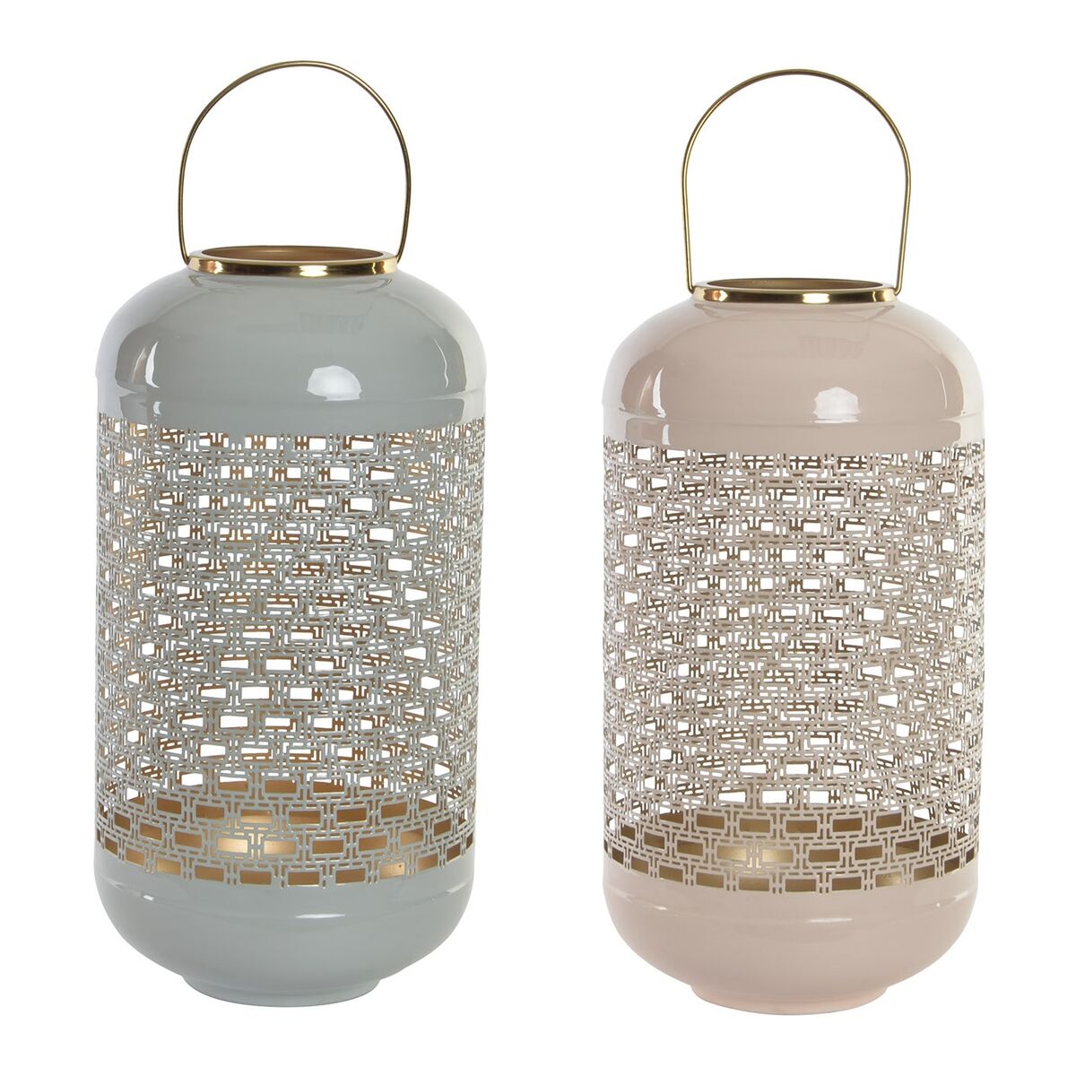 Ljusstakar DKD Home Decor 24 x 24 x 46 cm Blå Rosa Aluminium 24 x 24 x 56 cm (2 antal) - 5
