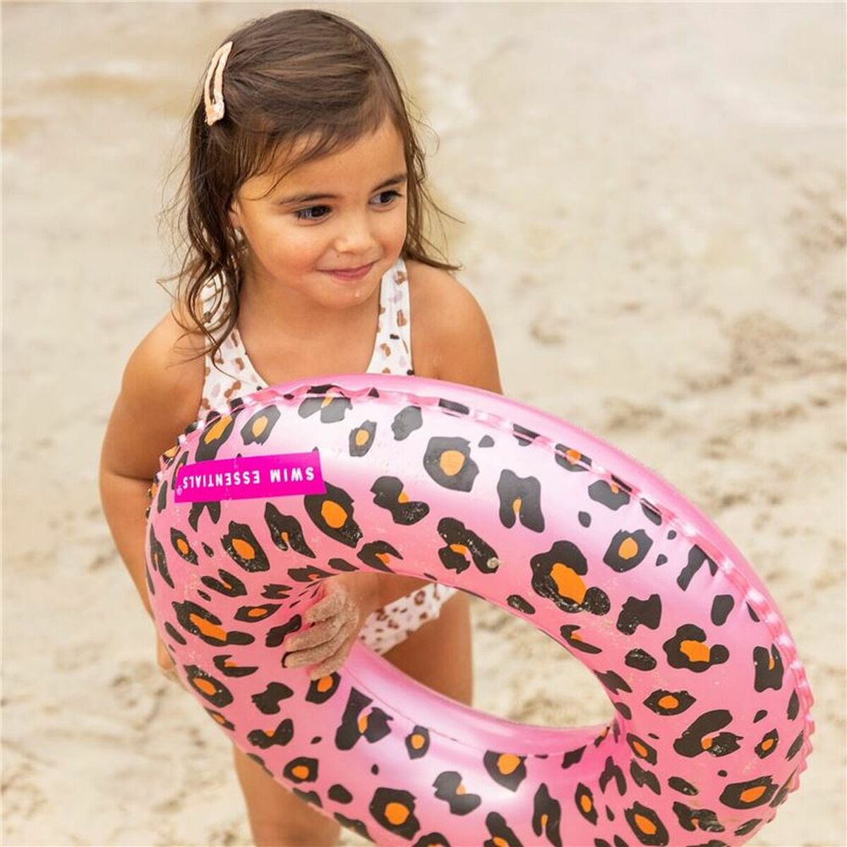 Uppblåsbar flytring Swim Essentials Leopard Ljusrosa - 3