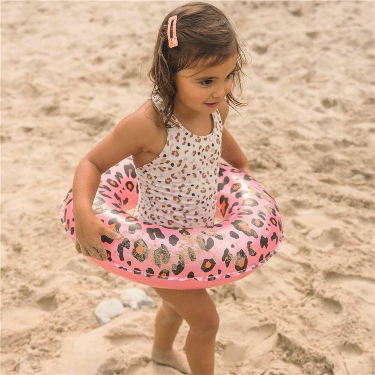 Uppblåsbar flytring Swim Essentials Leopard Ljusrosa - 2