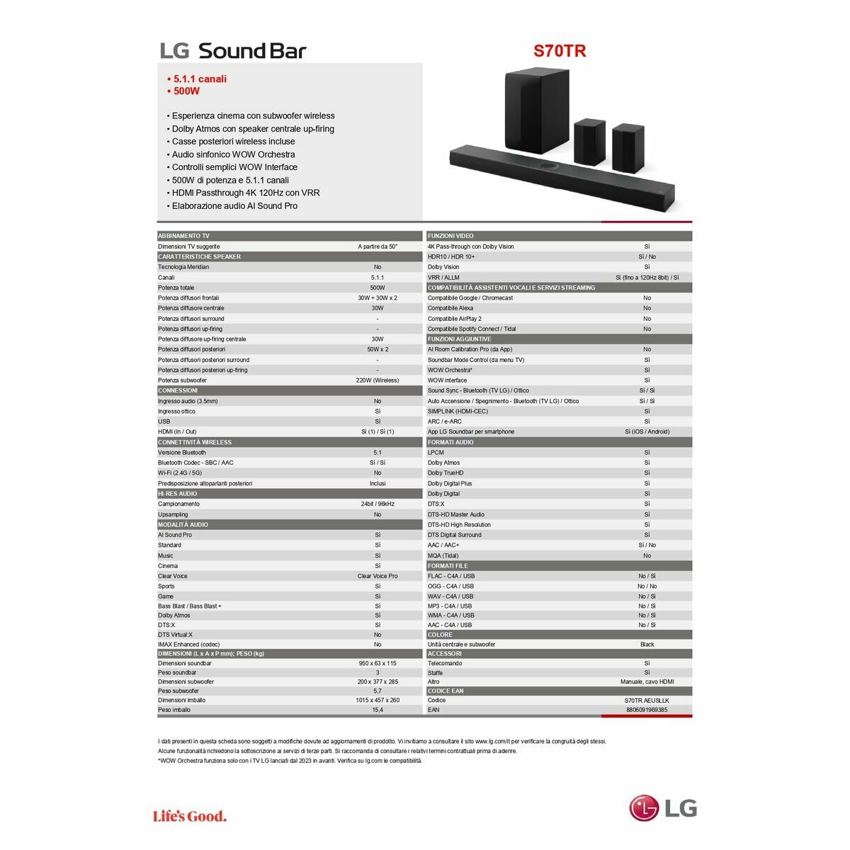 Soundbar LG Svart 500 W (Renoverade A) - 5
