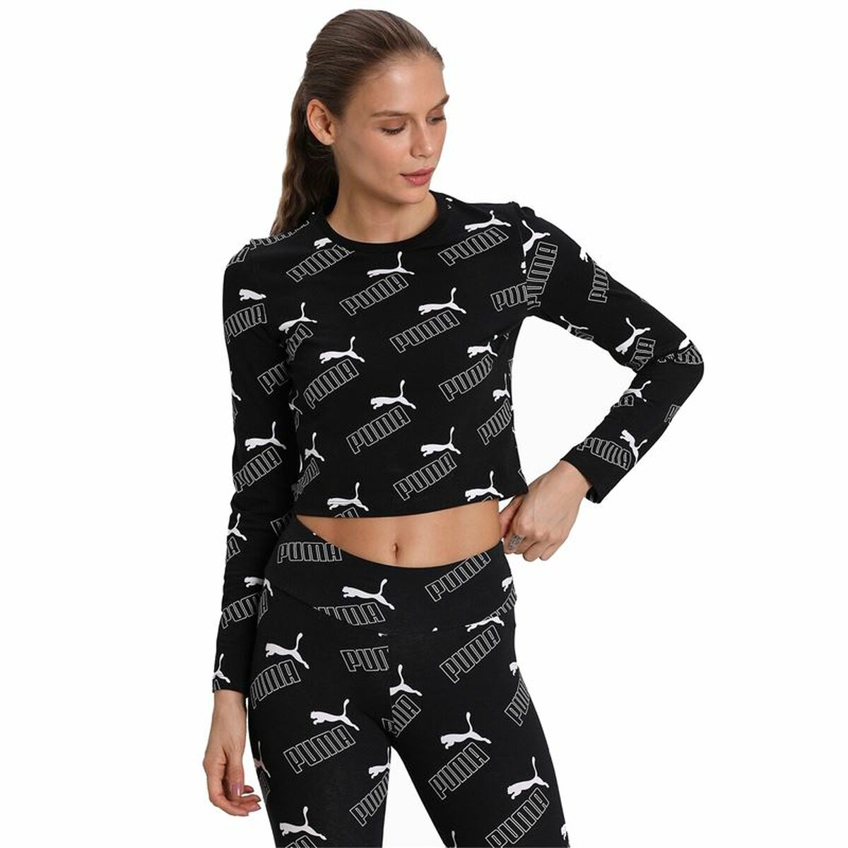 T-shirt med kortärm Dam Puma Amplified AOP LS Fitted  Svart - 7