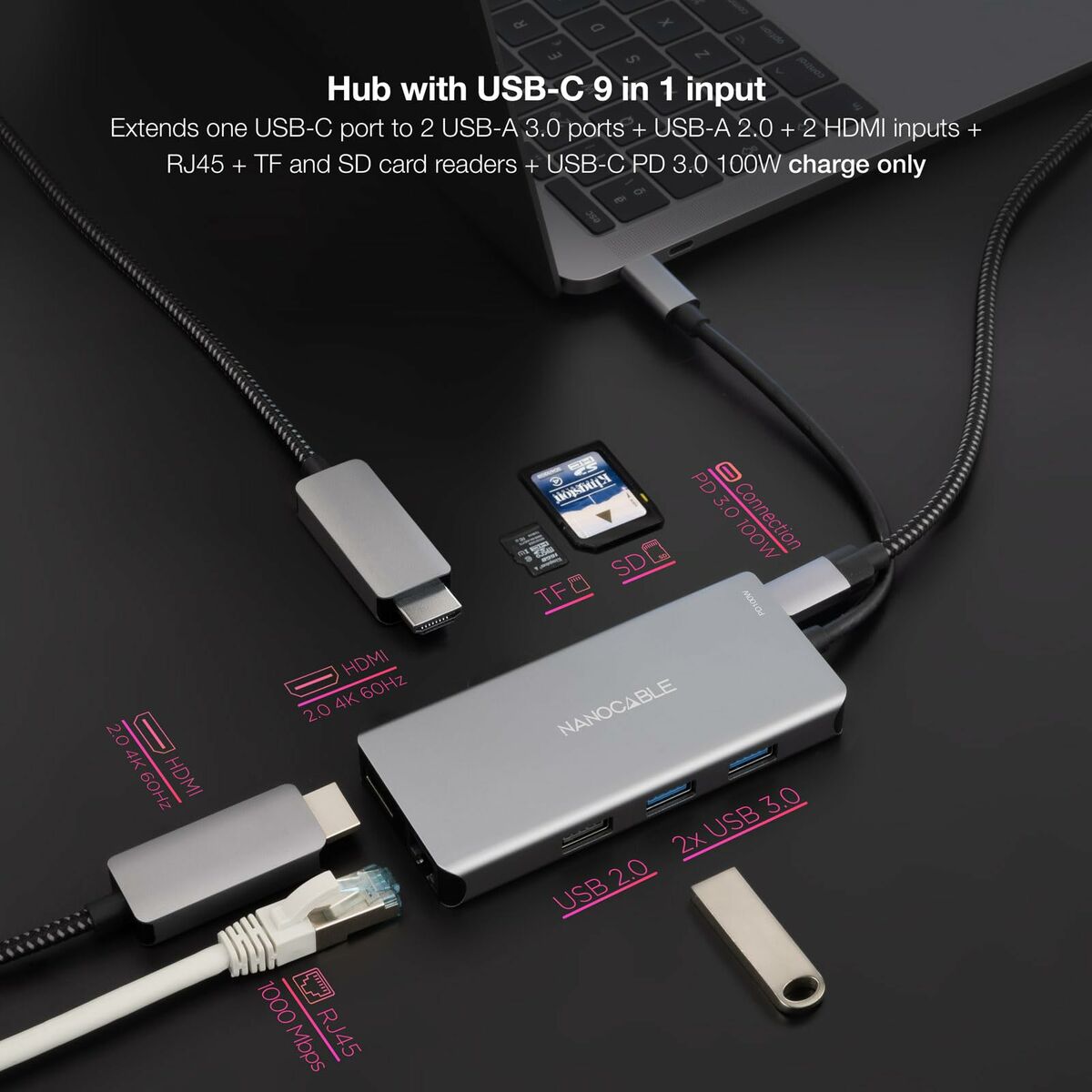 USB-HUB NANOCABLE 10.16.1009 Grå (1 antal) - 6