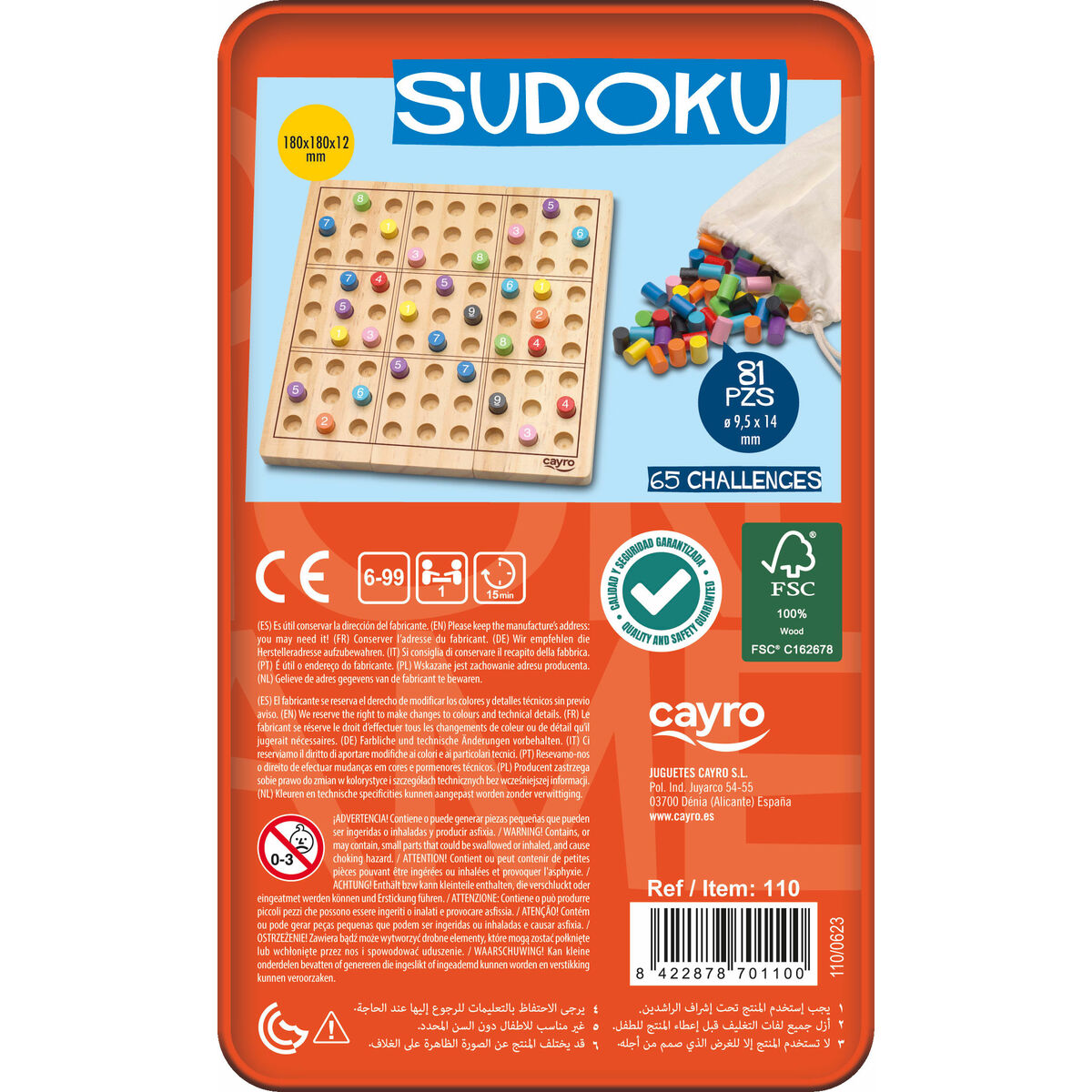 Sudoku Cayro 18 x 18 x 1,2 cm 81 Delar - 6