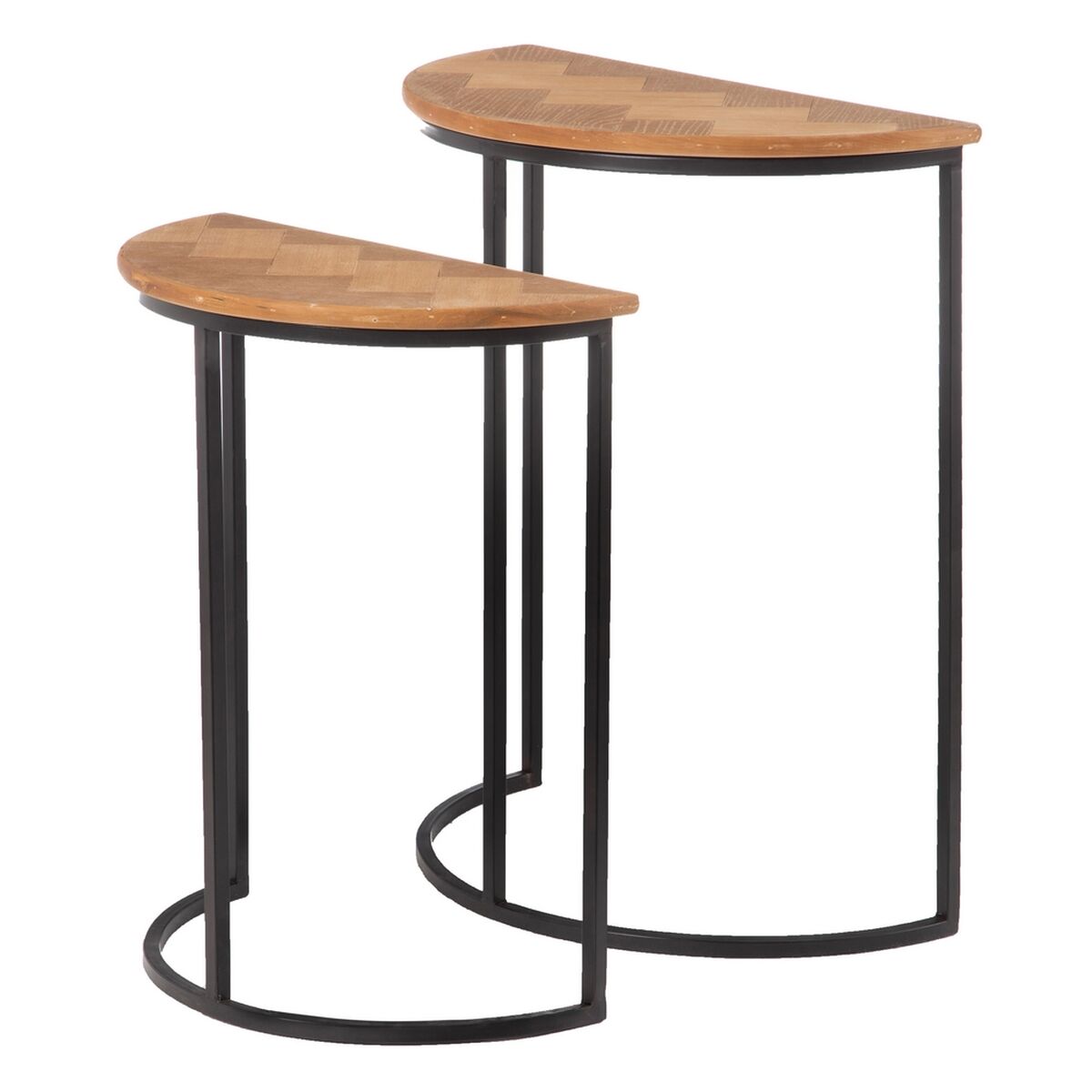 Sidobord Brun Svart Metall Järn Trä MDF 62,5 x 62,5 x 73 cm 62,5 x 31 x 73 cm (2 antal)
