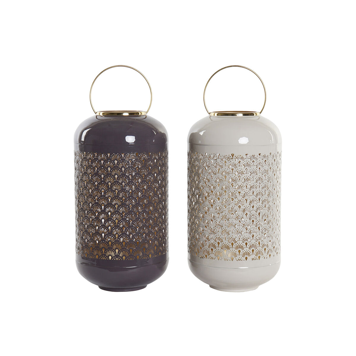 Ljusstakar DKD Home Decor Beige Aluminium 24 x 24 x 57 cm Malva-färg (2 antal) - 4