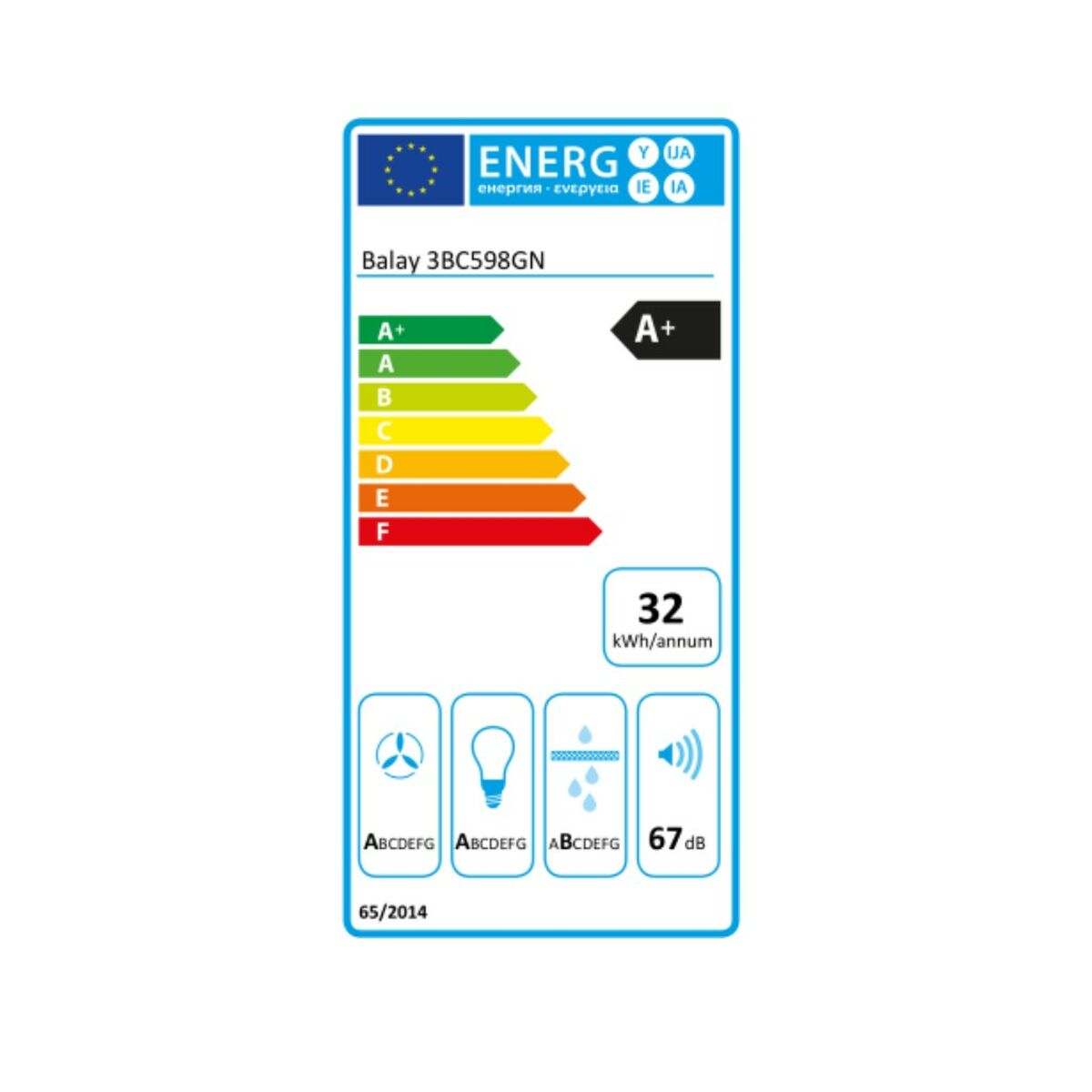Konventionell fläkt Balay 3BC598GN 90 cm 840 m3/h 55 dB 163W - 5