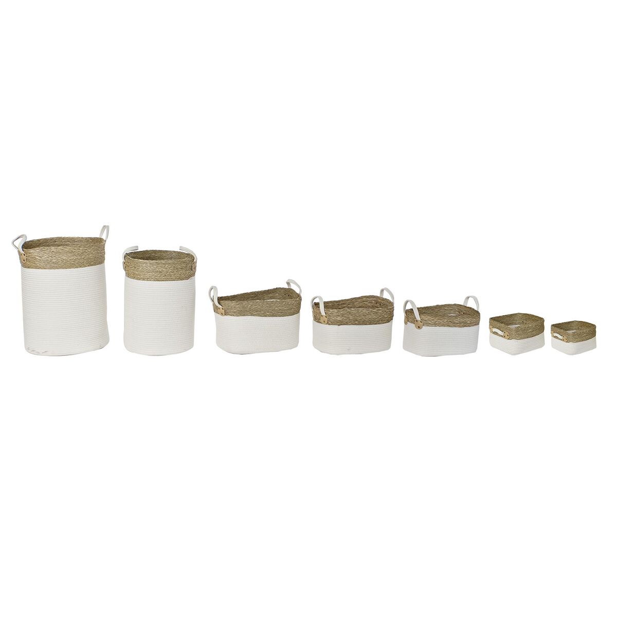 Korg - set DKD Home Decor Vit Brun Naturliga fibrer 41 x 41 x 52,5 cm - 8