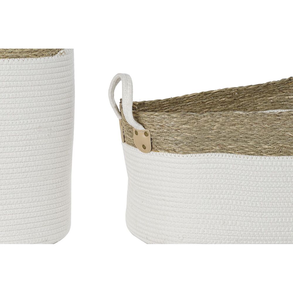 Korg - set DKD Home Decor Vit Brun Naturliga fibrer 41 x 41 x 52,5 cm - 2