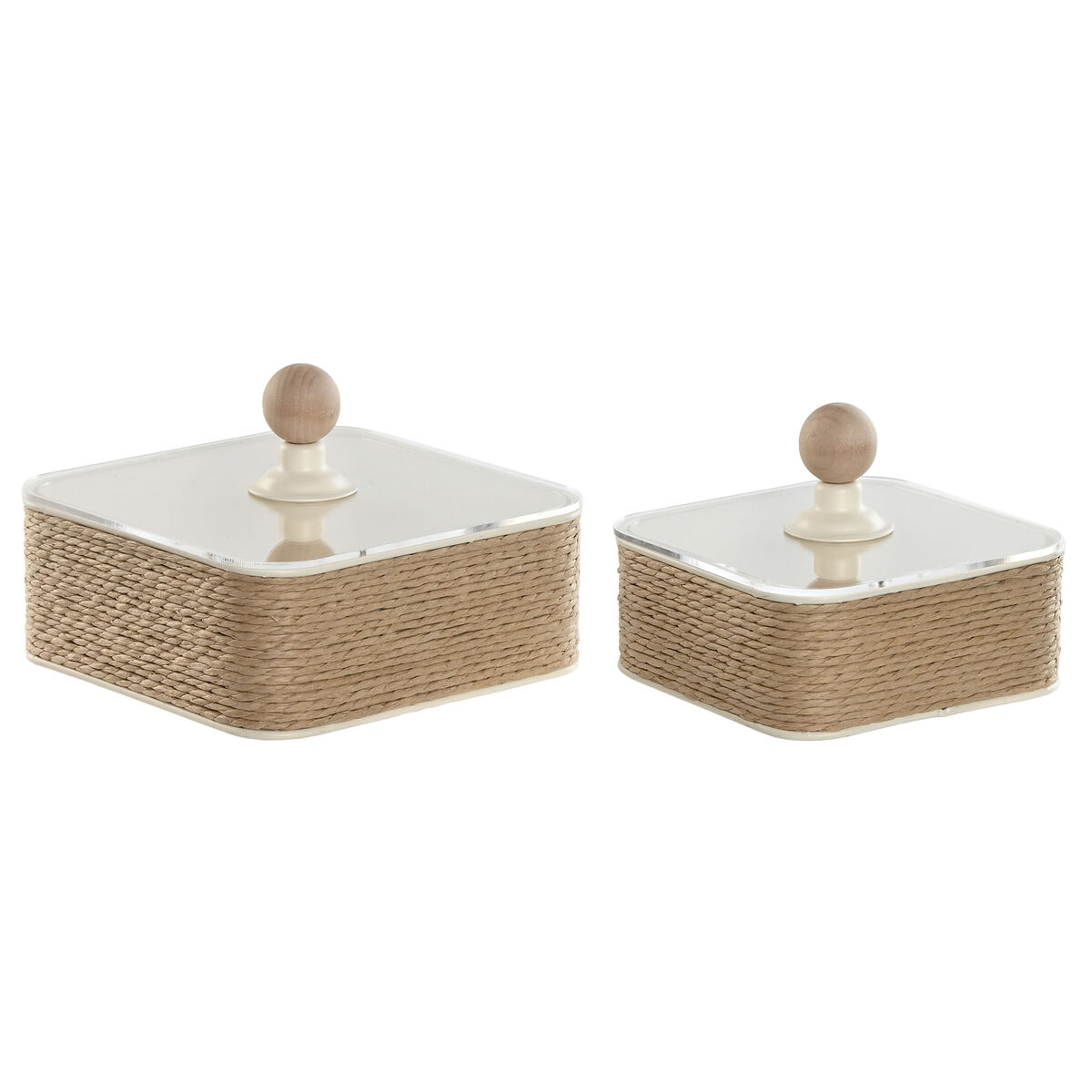 Smyckeskrin Home ESPRIT Ljusbrun Metall 16 x 16 x 11 cm (2 Delar)