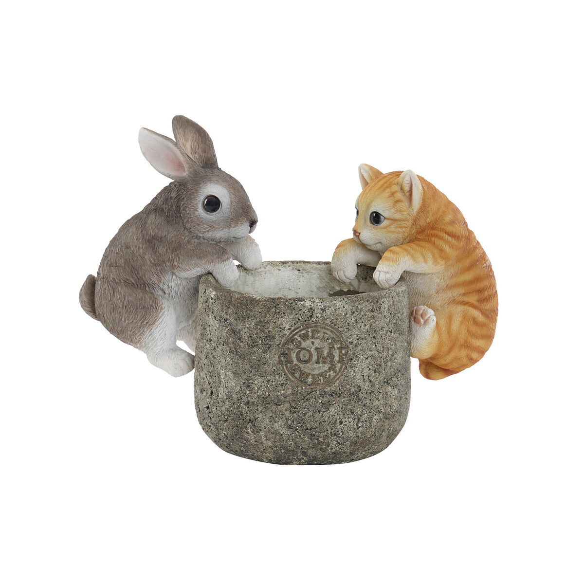 Prydnadsfigur Home ESPRIT Vit Brun Grå Orange djur 9 x 9 x 15,5 cm (3 antal) - 2