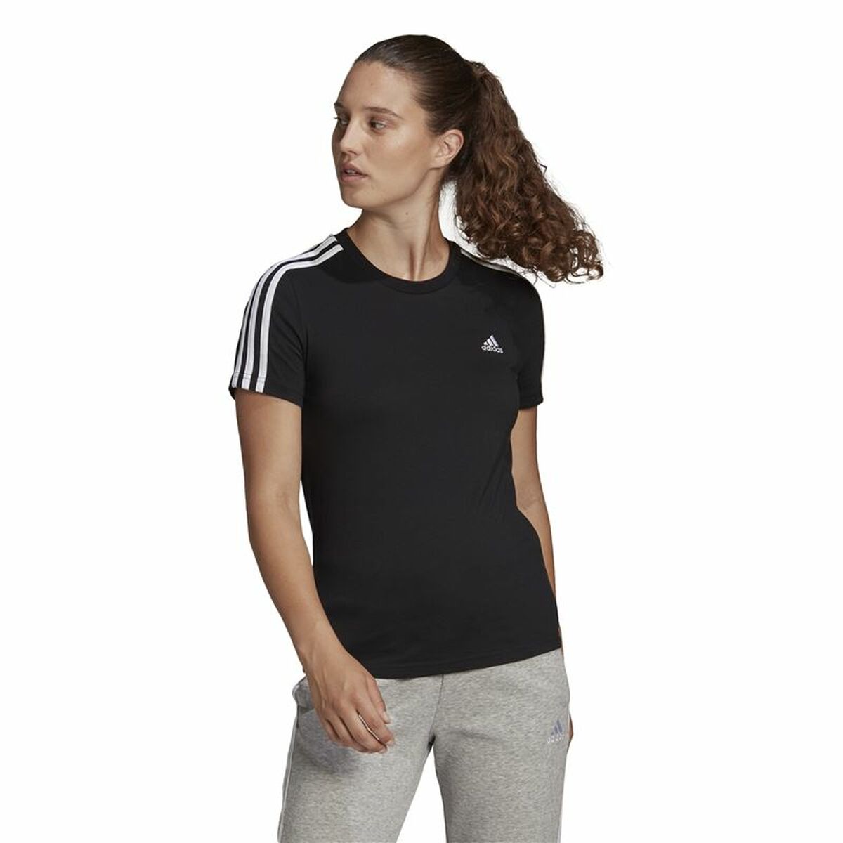 T-shirt med kortärm Dam Adidas 3S T Svart - 2