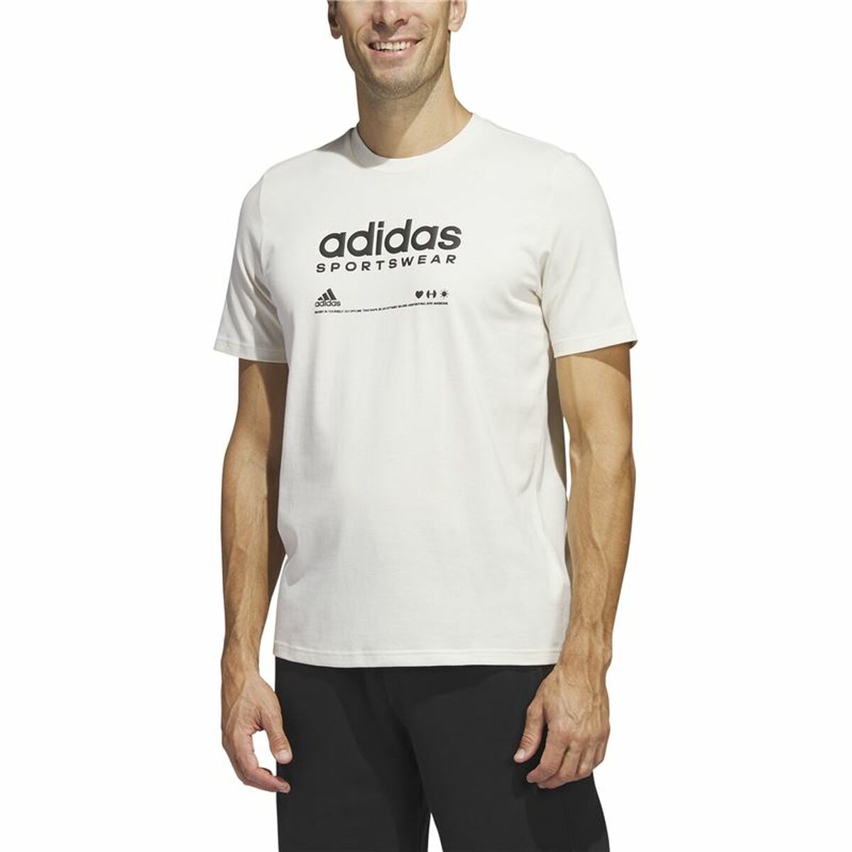 T-shirt med kortärm Herr Adidas Lounge Vit - 3