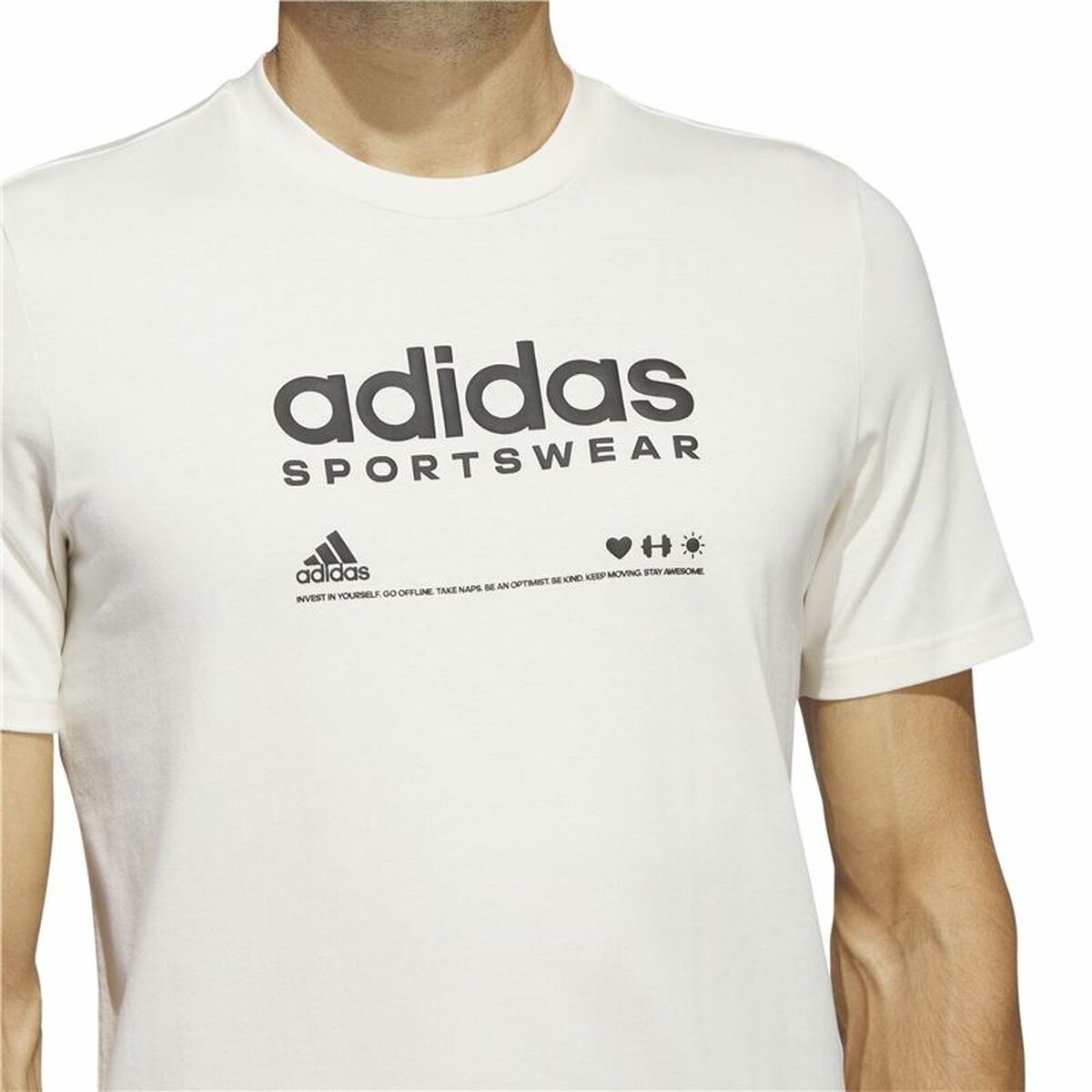 T-shirt med kortärm Herr Adidas Lounge Vit - 6