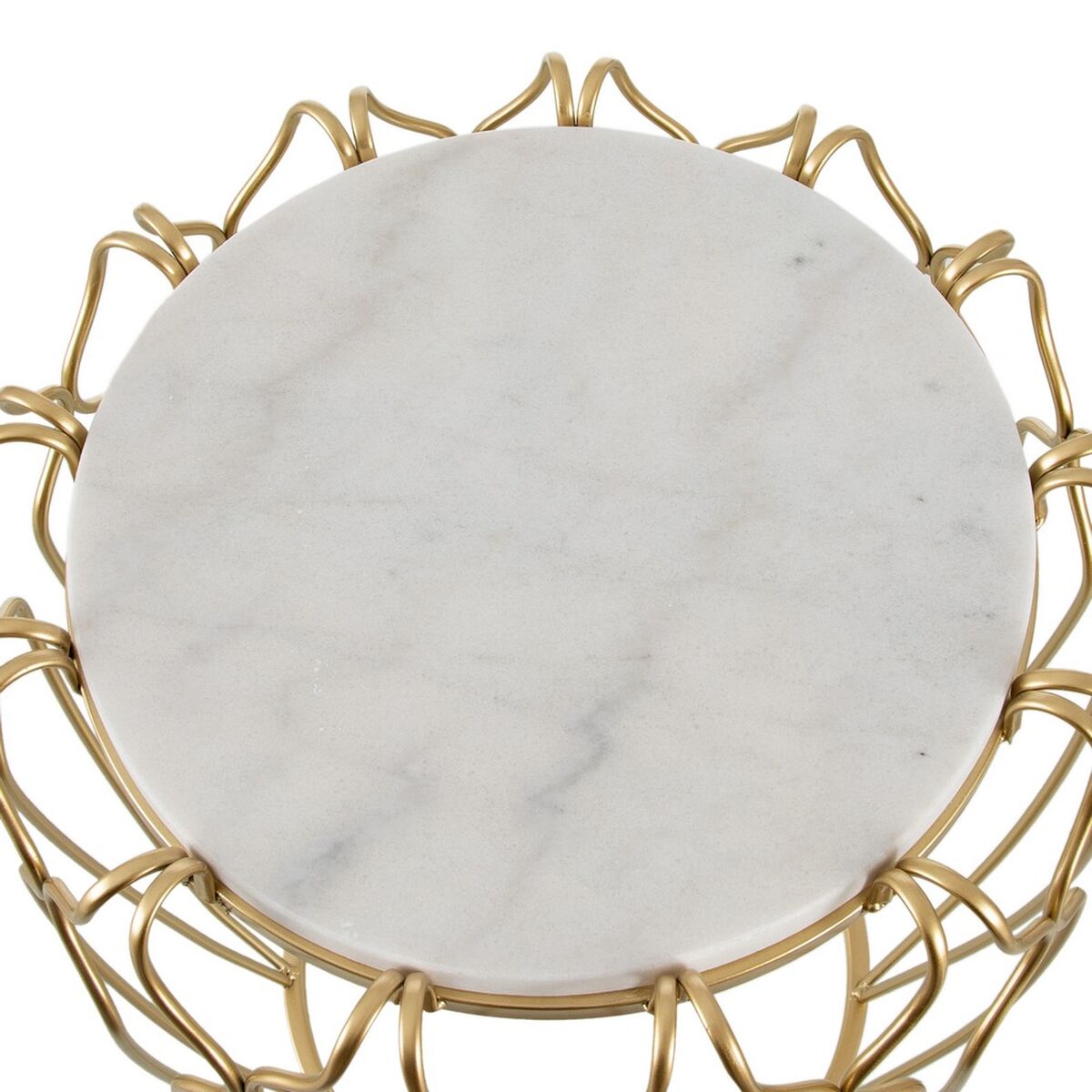 Sidobord 50 x 50 x 54,6 cm Gyllene Metall Vit Marmor - 6