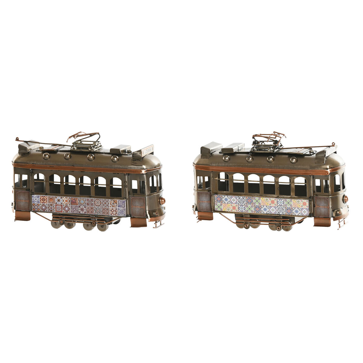 Prydnadsfigur Home ESPRIT Gyllene Silvrig Tåg Vintage 20 x 7 x 12 cm