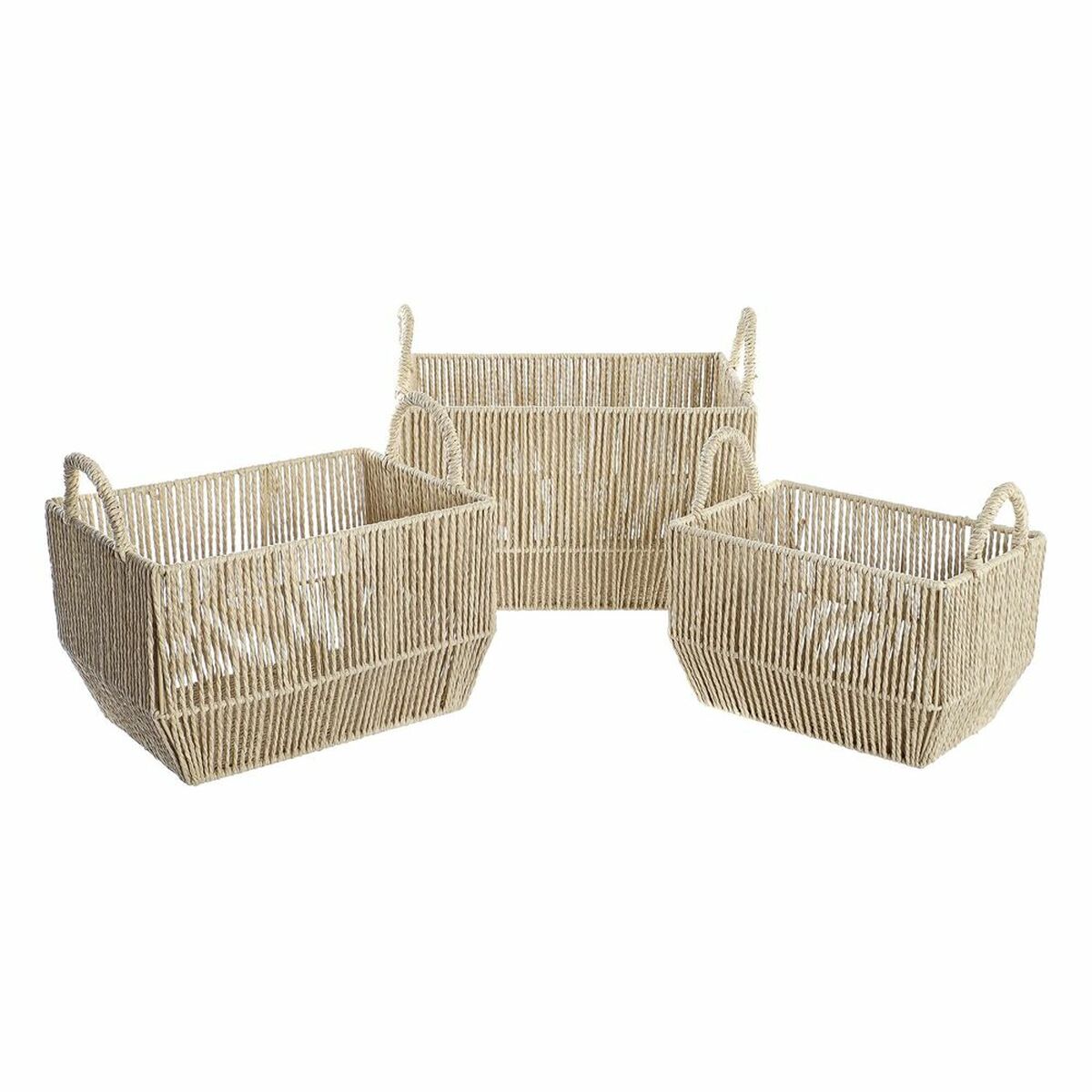 Korg - set DKD Home Decor Metall Naturliga fibrer (40 x 30 x 25 cm) - 10