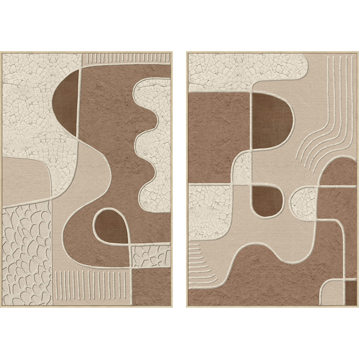 Kanvas Home ESPRIT Vit Beige Abstrakt Urban (2 antal)