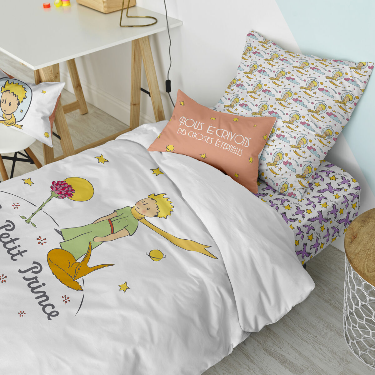 Täckslagsset HappyFriday Le Petit Prince Ses Amis Multicolour Säng 80 2 Delar - 3