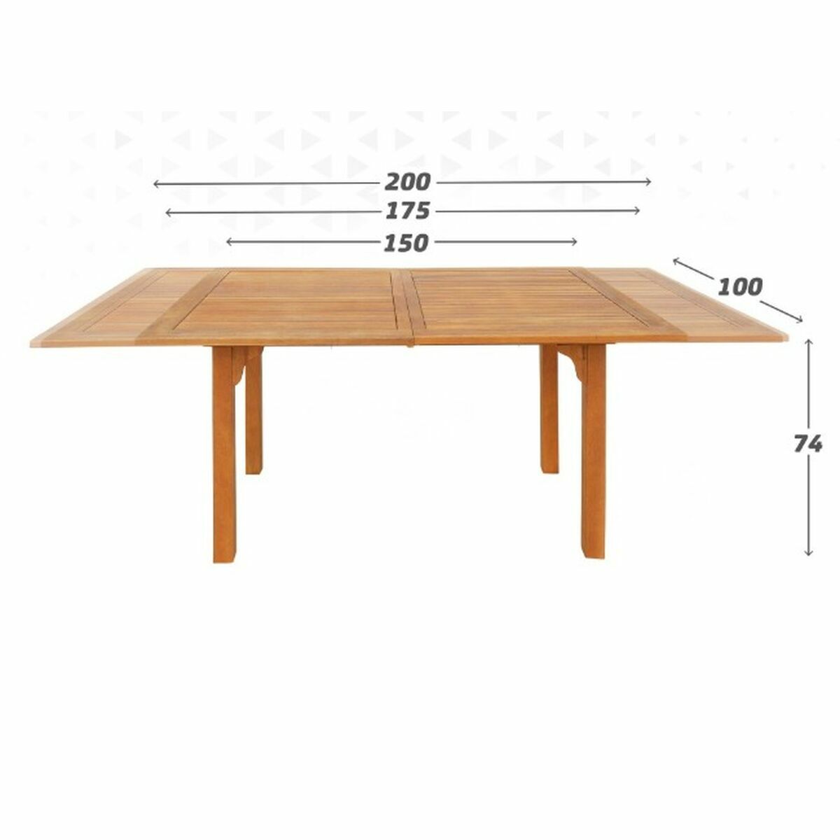 Utfällbart bord Aktive Akaciaträ Rektangulär 200 x 100 x 74 cm - 2