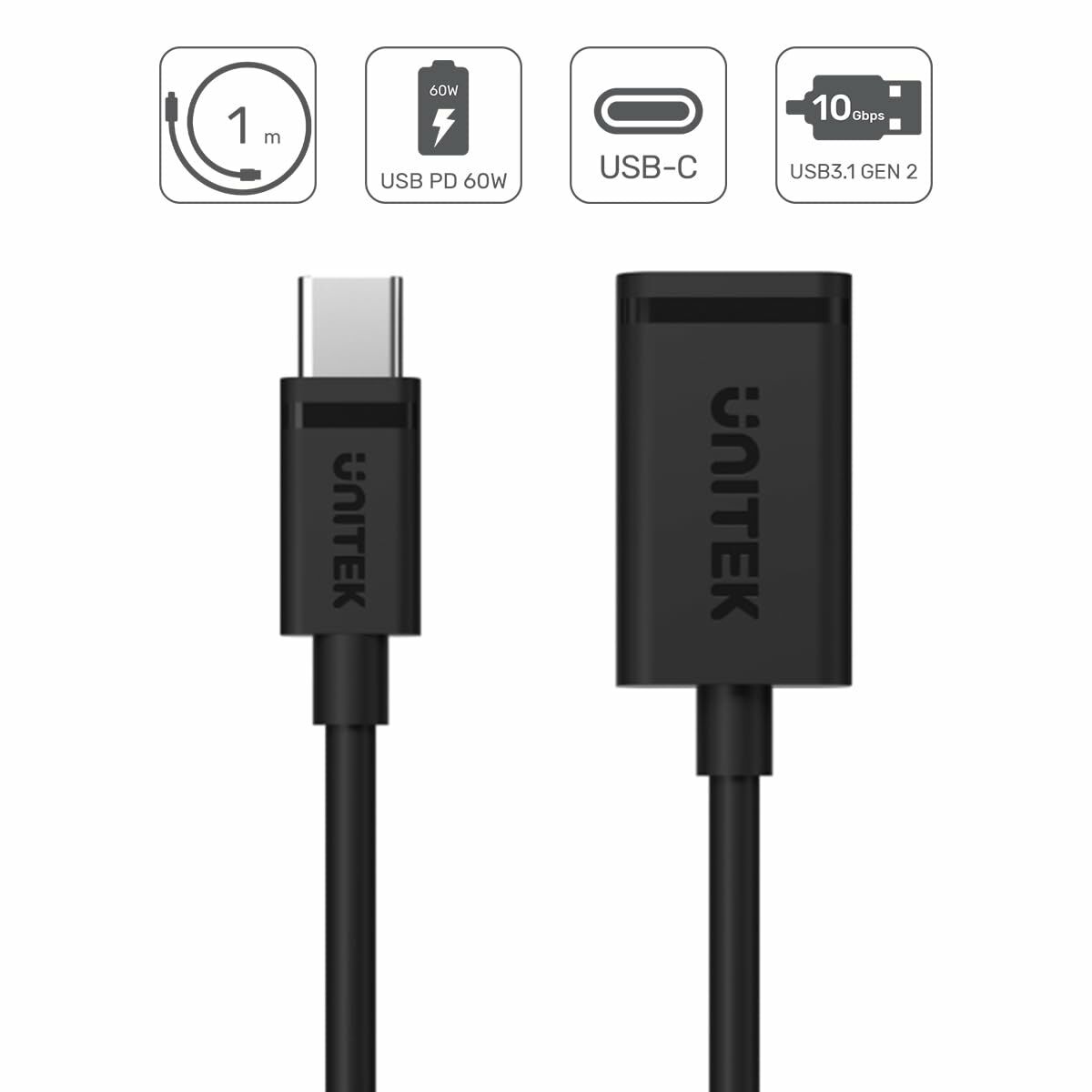 USB-C-kabel till USB Unitek C476BK-1M 1 m - 5
