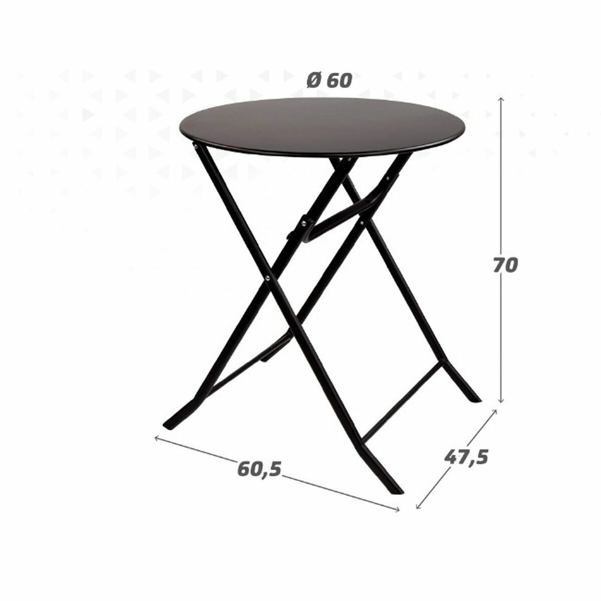 Fällbord Aktive Rund Svart Stål 60 x 70 cm - 3