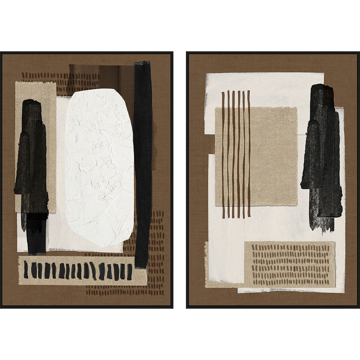 Kanvas Home ESPRIT Brun Svart Abstrakt Urban 63 x 4 x 93 cm (2 antal)