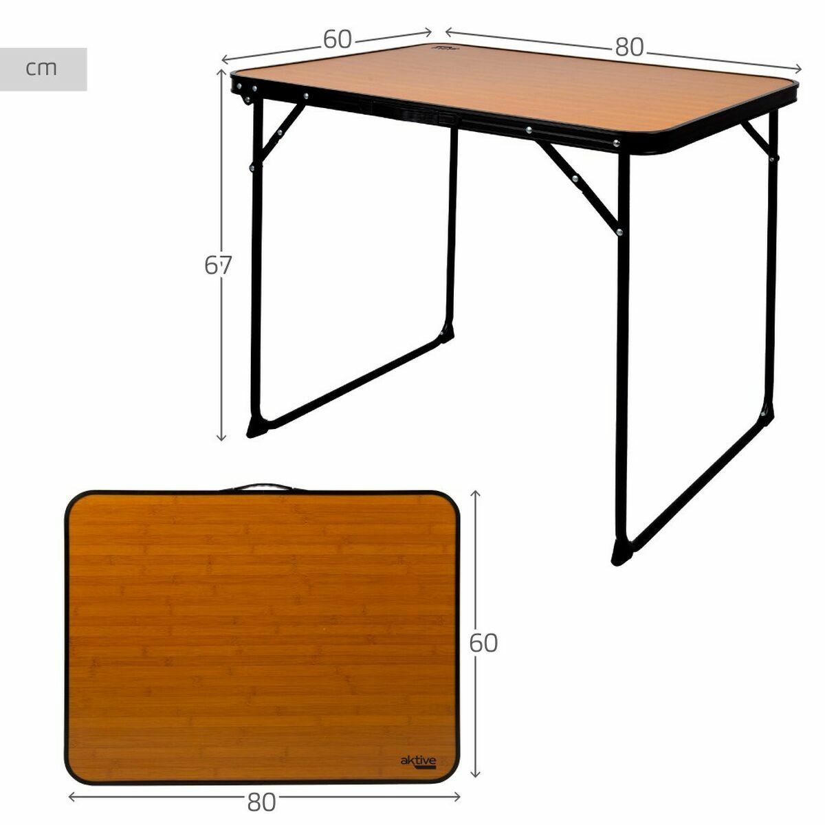 Fällbord Aktive Camping Bambu 80 x 60 x 67 cm - 7