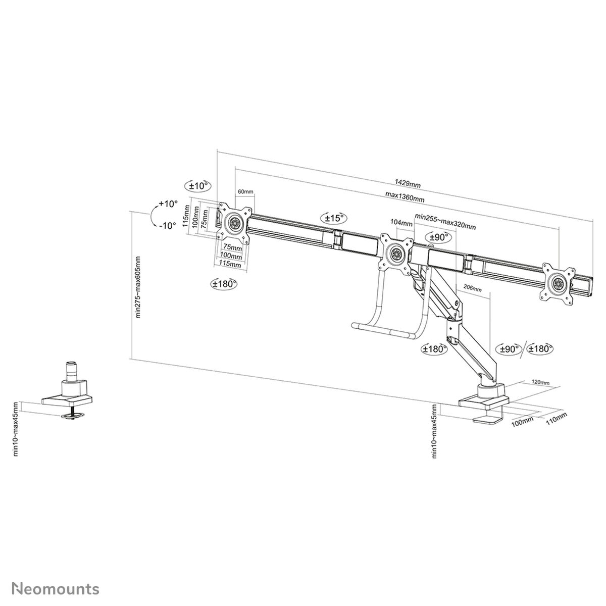 TV-fäste Neomounts NM-D775DX3WHITE 17" 27" 6 Kg