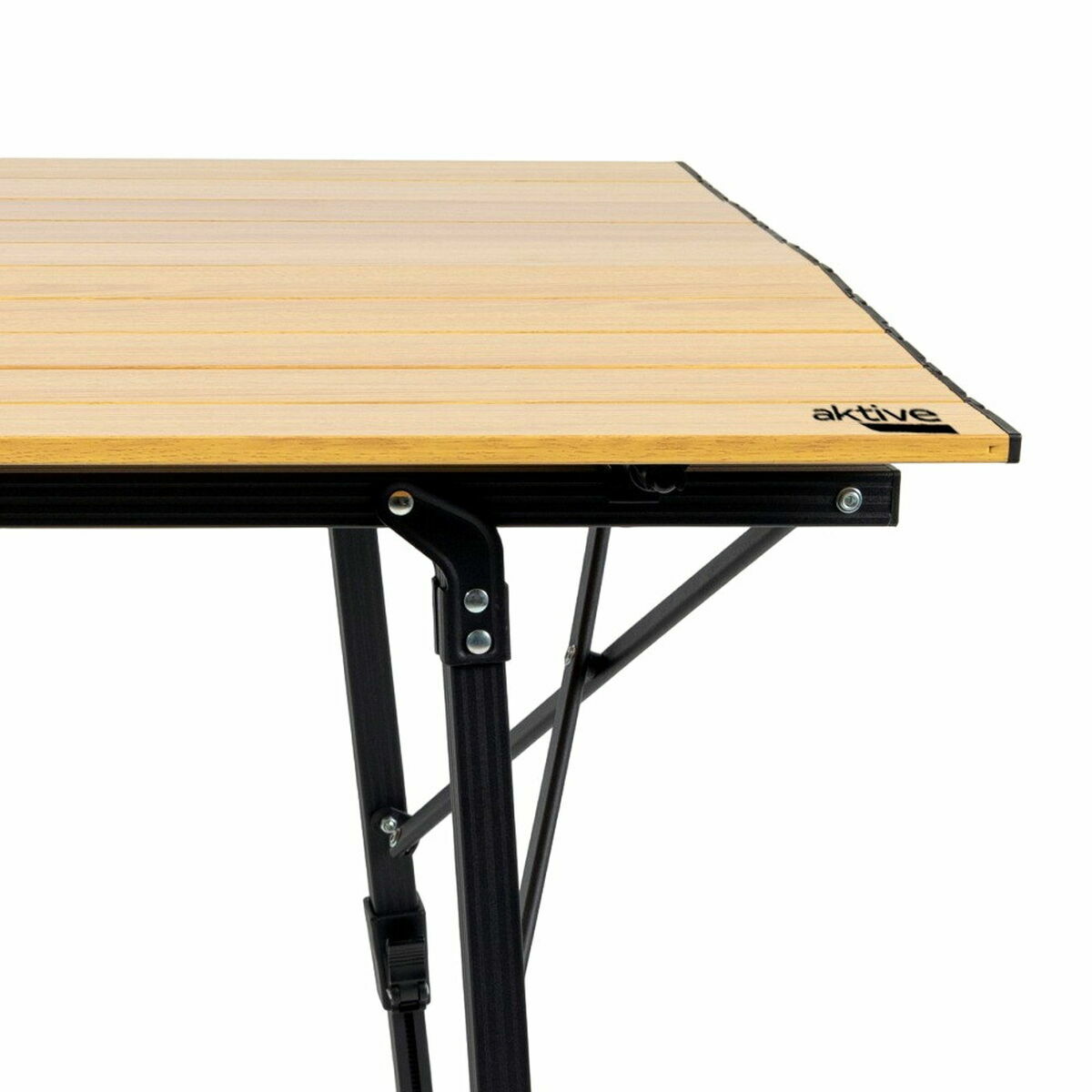 Fällbord Aktive 90 x 70 x 57 cm Camping Svart Brun Aluminium - 4