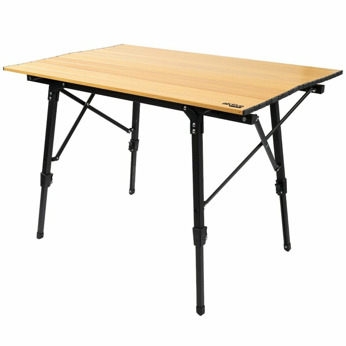 Fällbord Aktive 90 x 70 x 57 cm Camping Svart Brun Aluminium