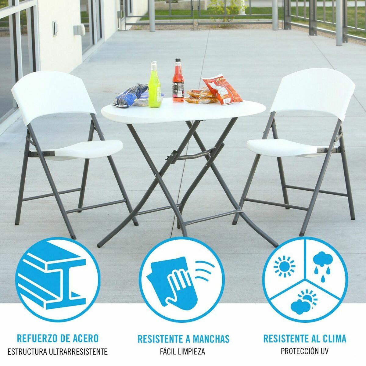 Fällbord Lifetime Vit Rund Stål Plast 83 x 73,5 cm - 4