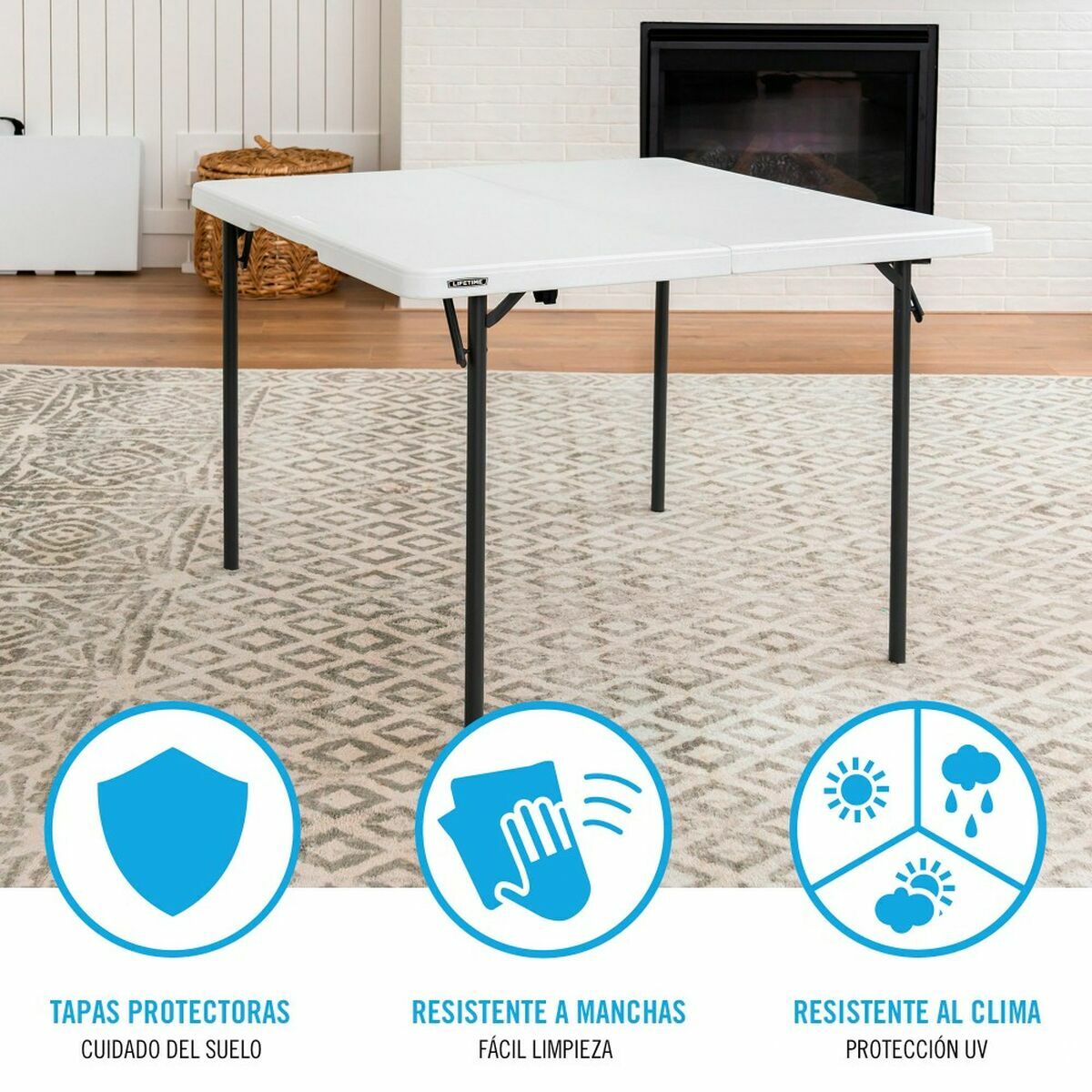 Fällbord Lifetime Vit Fyrkantig Stål Plast 94 x 94 x 74 cm - 4