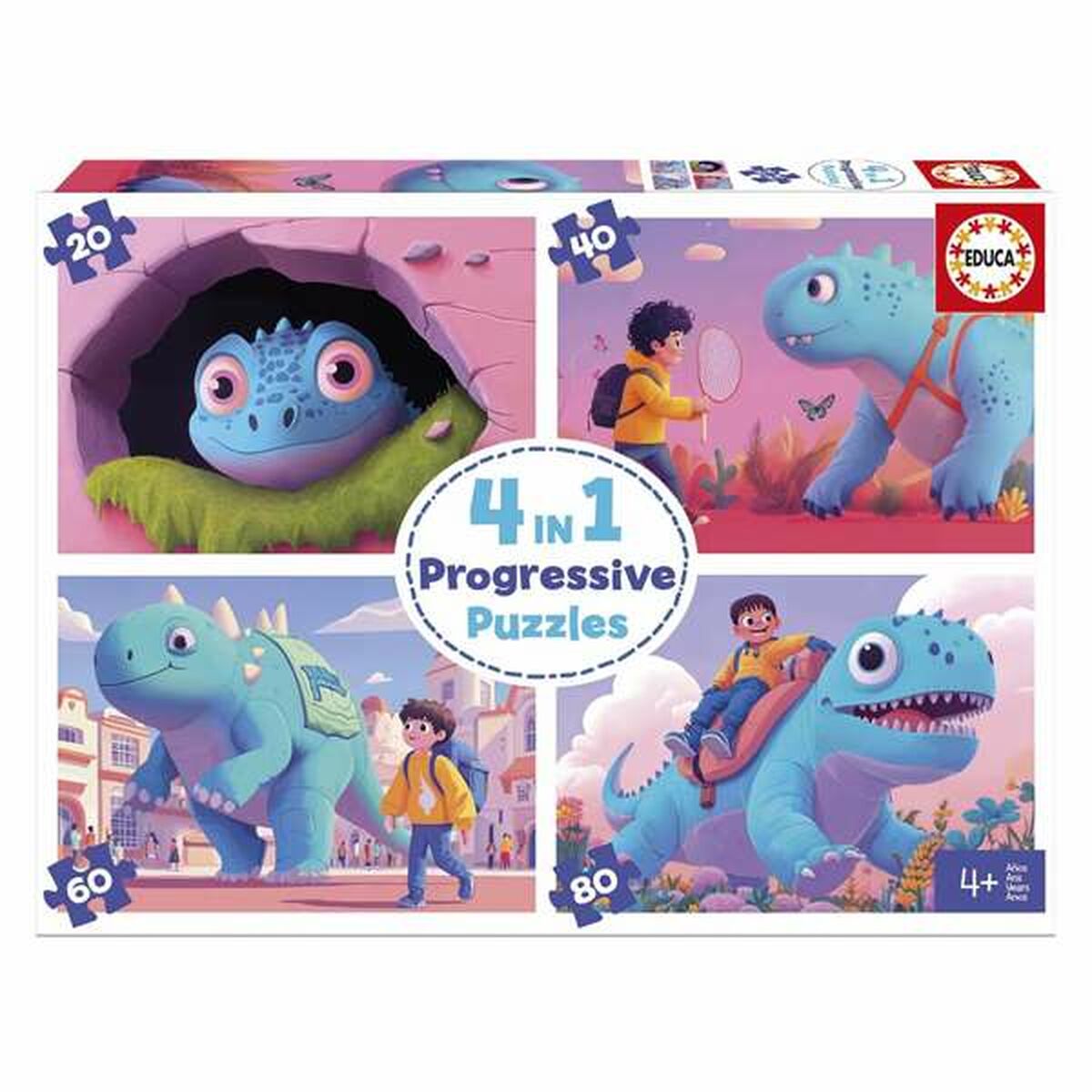 Set 4 pussel Educa Friendly Dinosaurs
