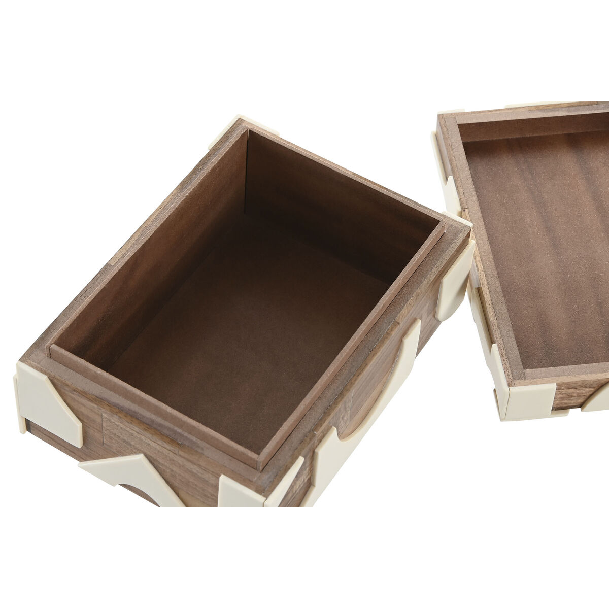 Smyckeskrin Home ESPRIT Svart Naturell Harts Akaciaträ 18 x 13 x 7,5 cm (2 Delar) - 3