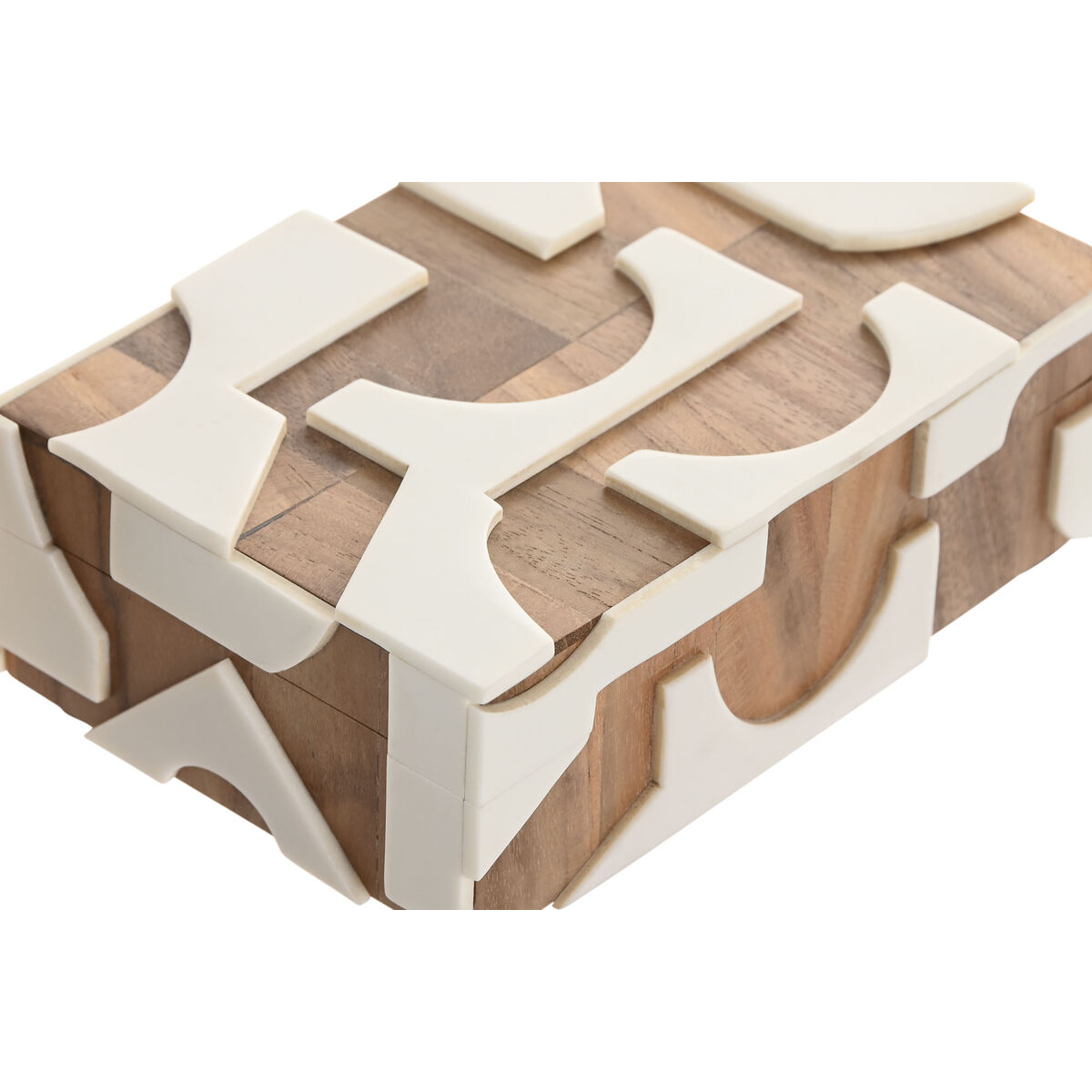 Smyckeskrin Home ESPRIT Svart Naturell Harts Akaciaträ 18 x 13 x 7,5 cm (2 Delar) - 2