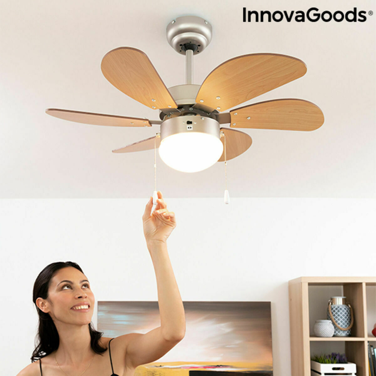 Takfläkt med belysning InnovaGoods Ø 75 cm 55W (Renoverade B)
