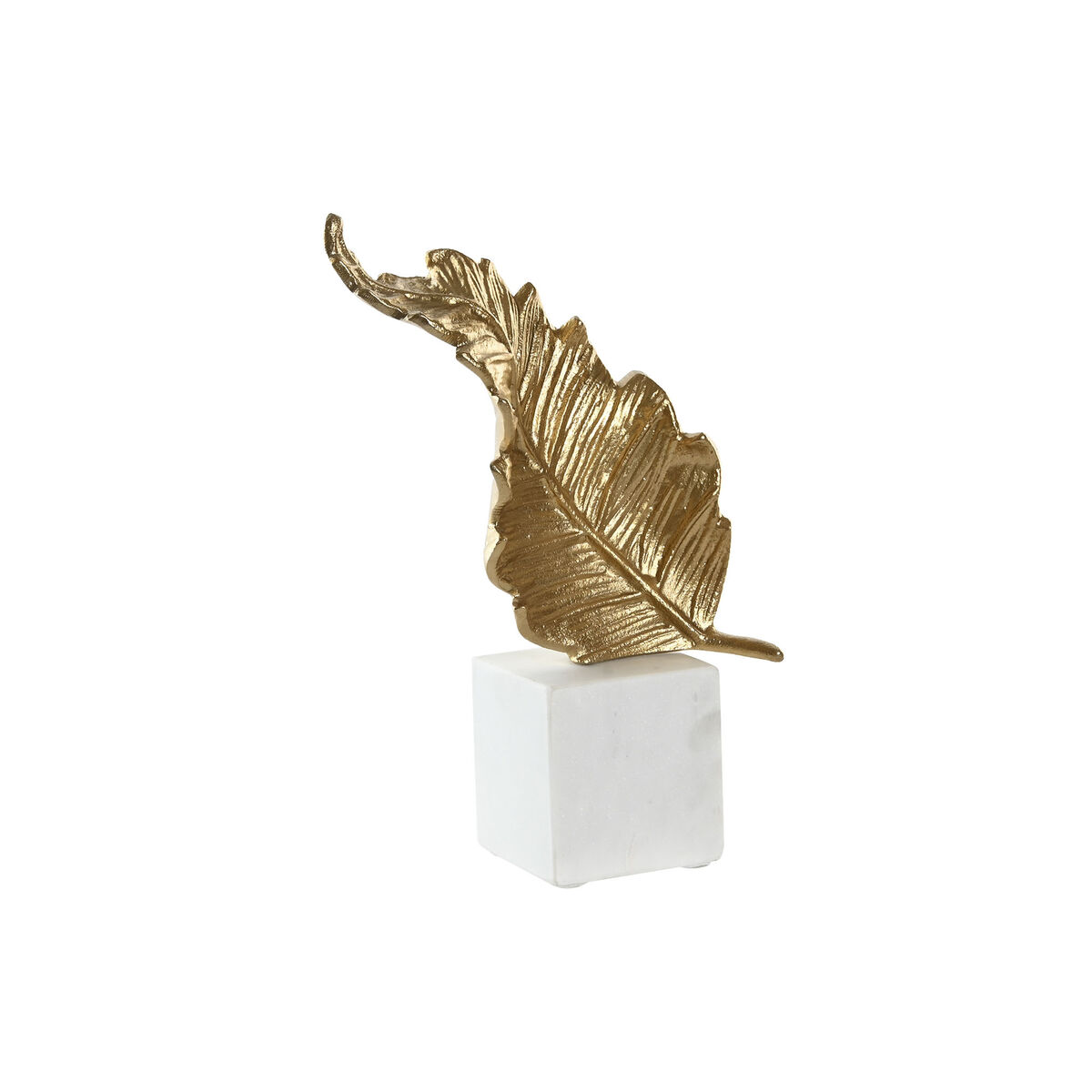 Prydnadsfigur Home ESPRIT Vit Gyllene Löv av en växt 20 x 7 x 22 cm