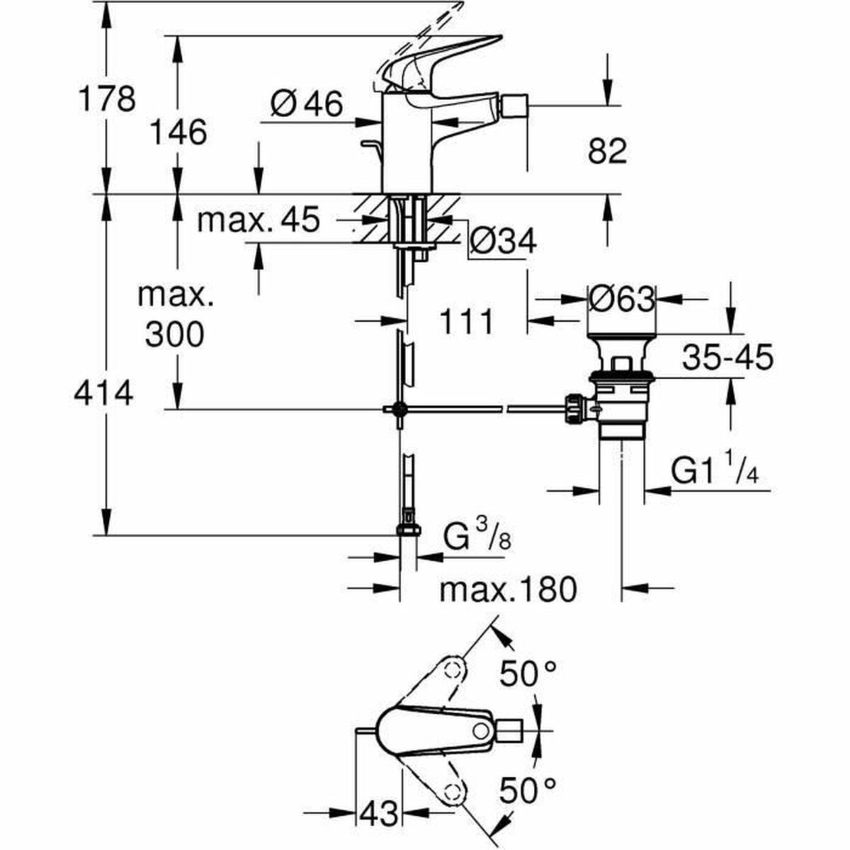 Blandare Grohe Metall Mässing (1 antal) - 3