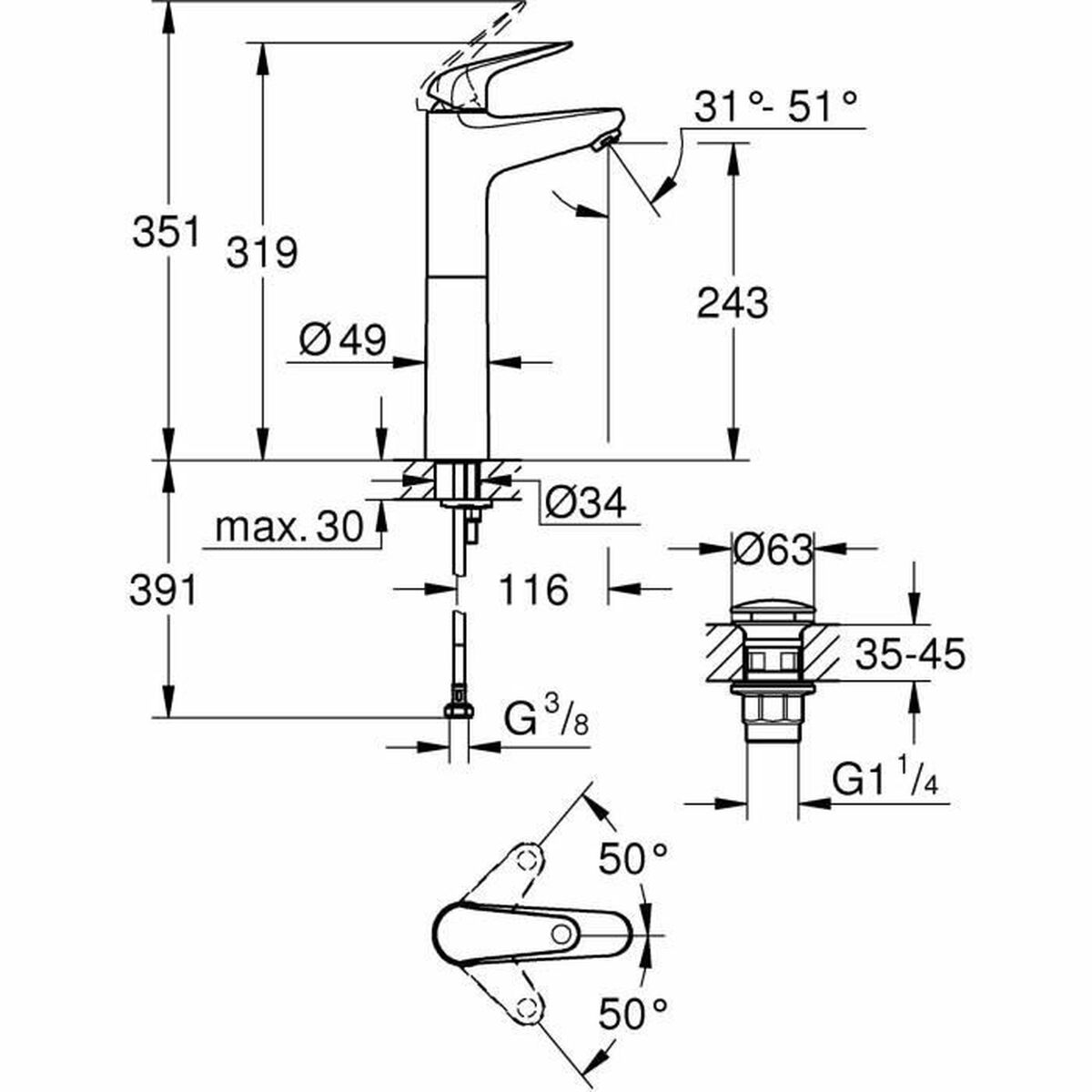 Blandare Grohe Metall - 3