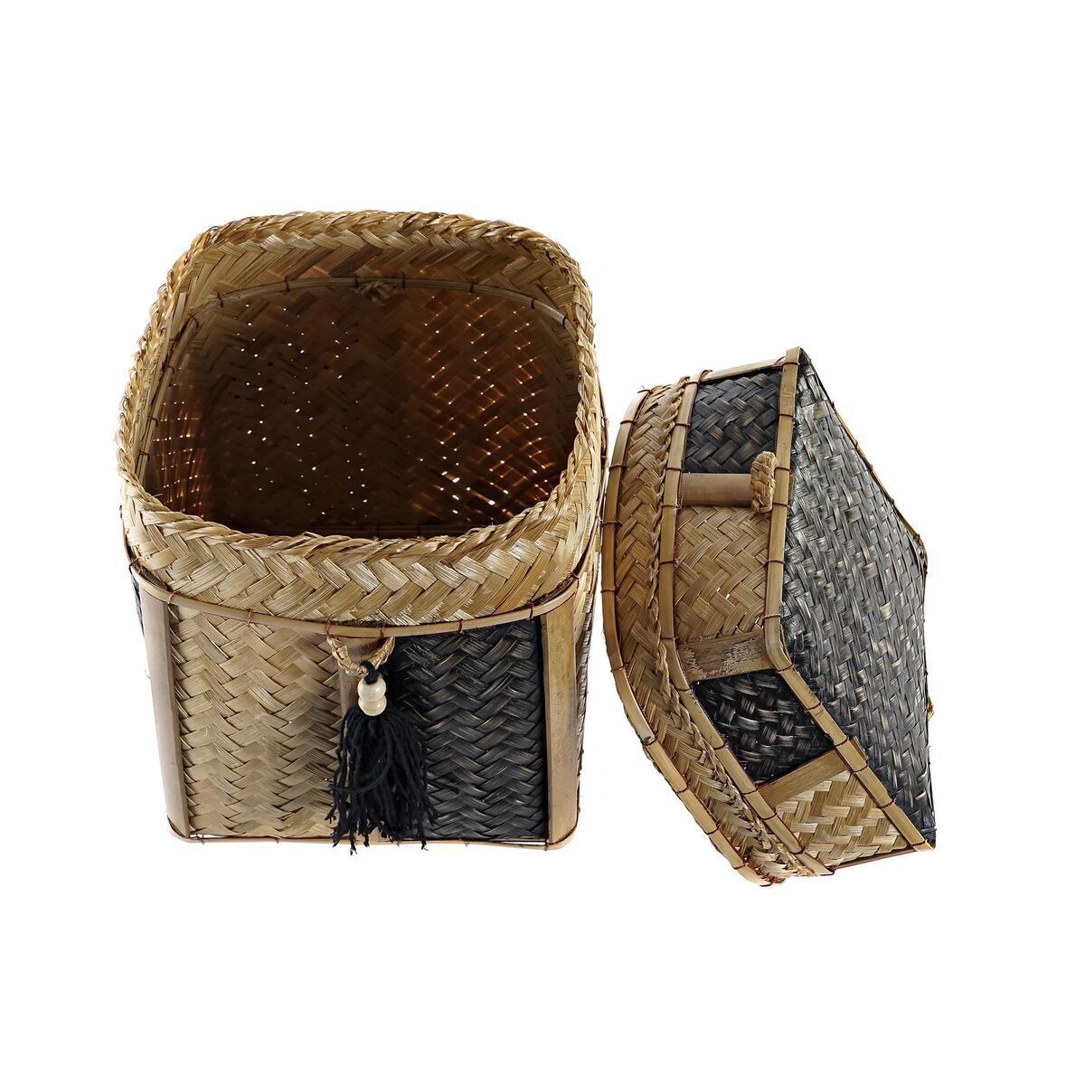 Korg - set DKD Home Decor Naturell 33 x 33 x 40 cm Bambu 32 x 32 x 40 cm Boho - 9