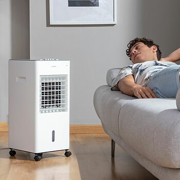 Bärbar multifunktionell evaporativ luftkonditionering Airvecove InnovaGoods 65 W 5 L Vit (Renoverade B)